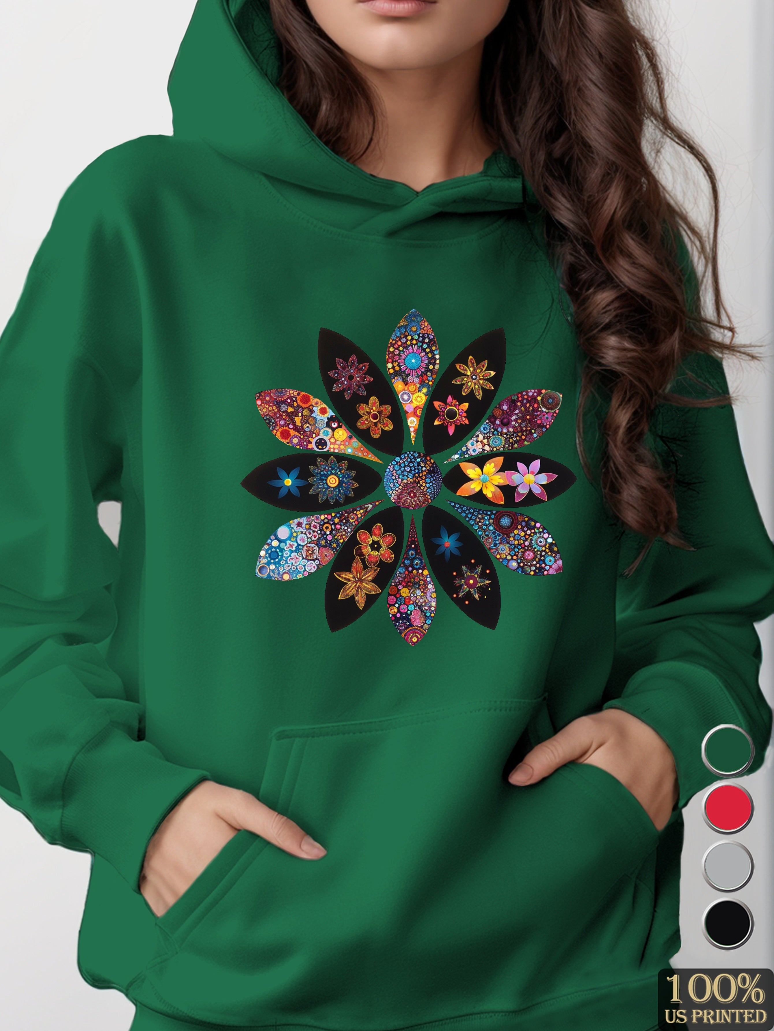 Hippie Floral Vibrance women's hooded sweatshirt