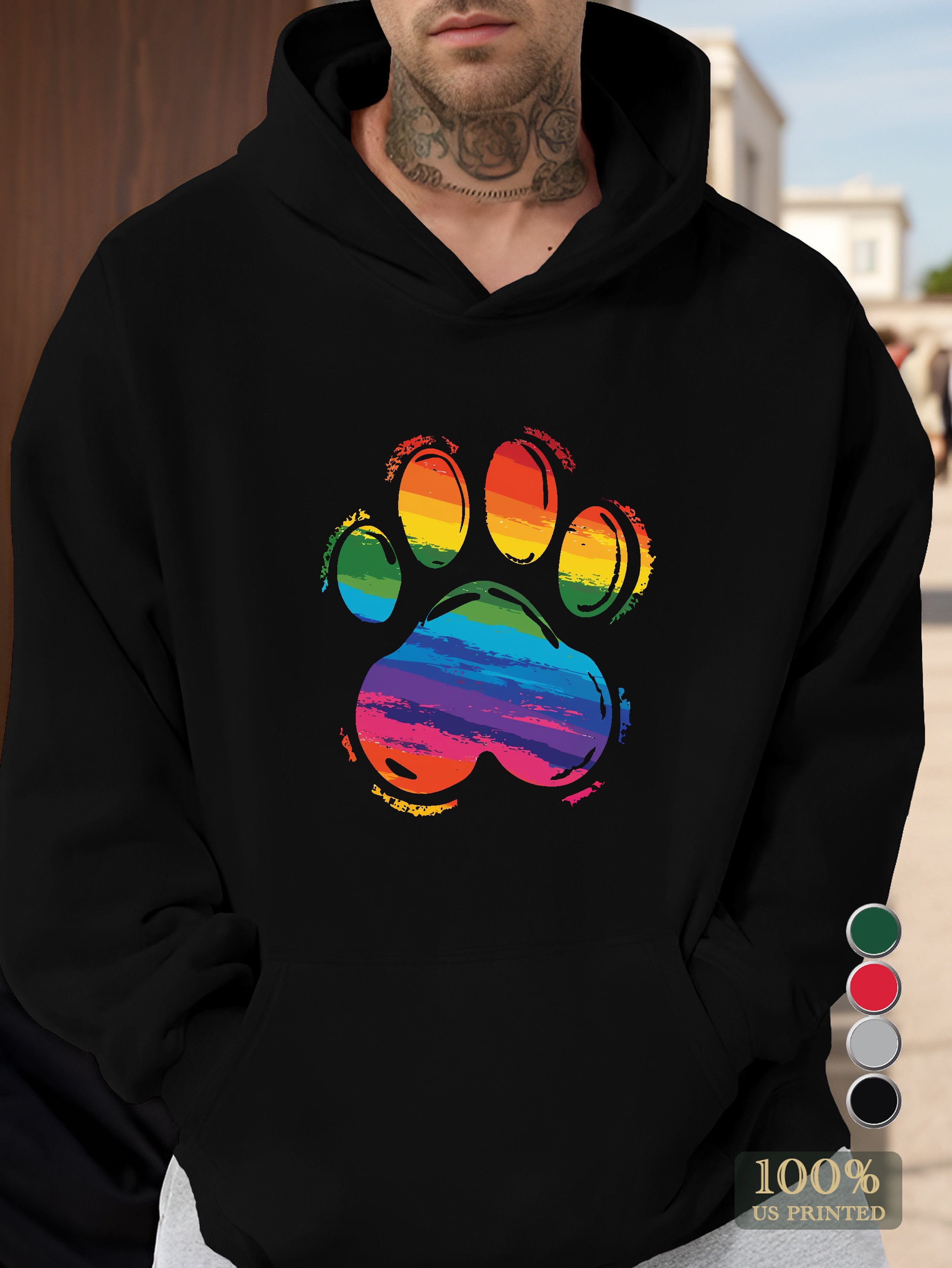 Pride Paw Heart Design Men's hooded sweatshirt