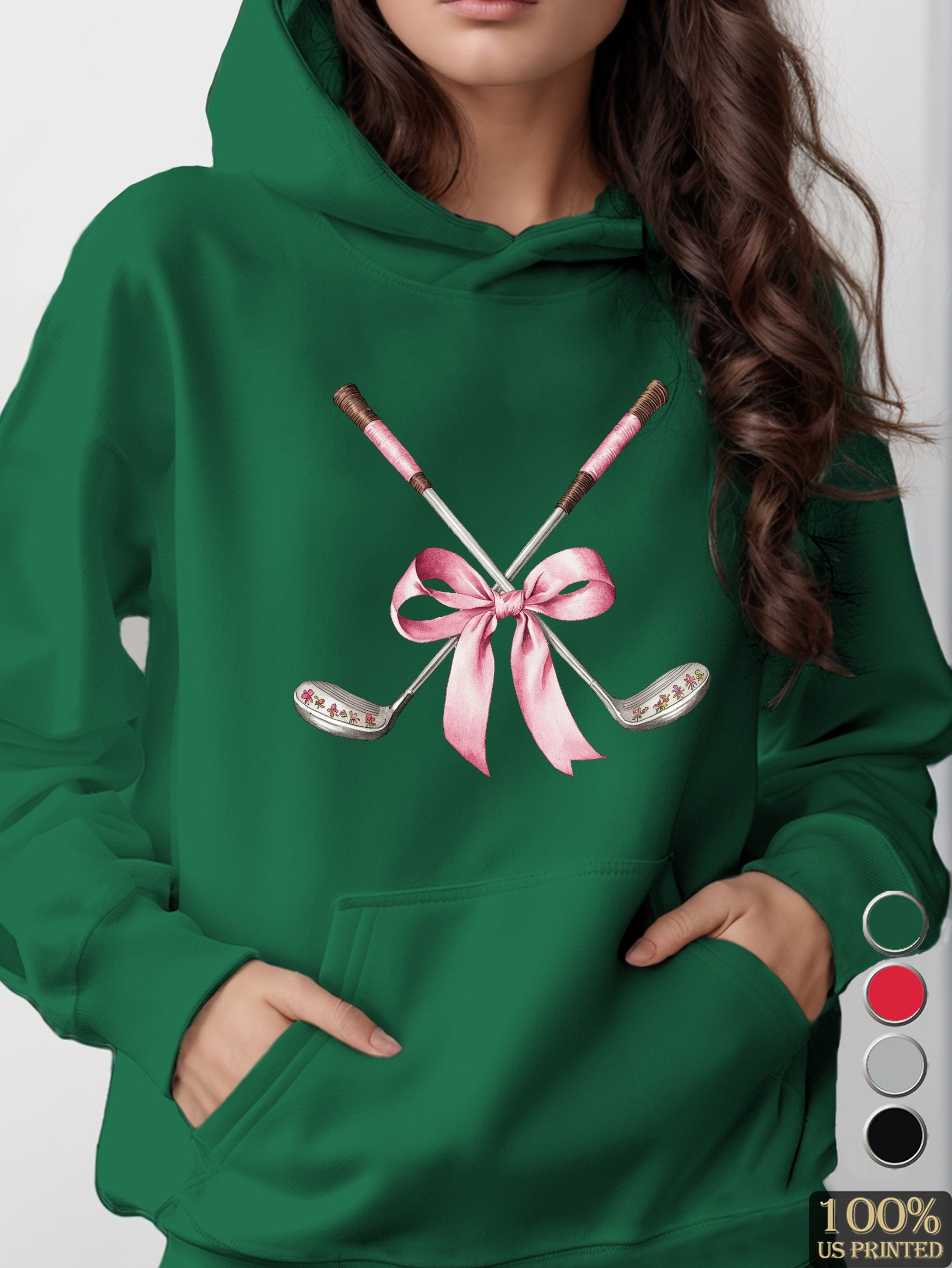 vintage golf club illustration women's hooded sweatshirt