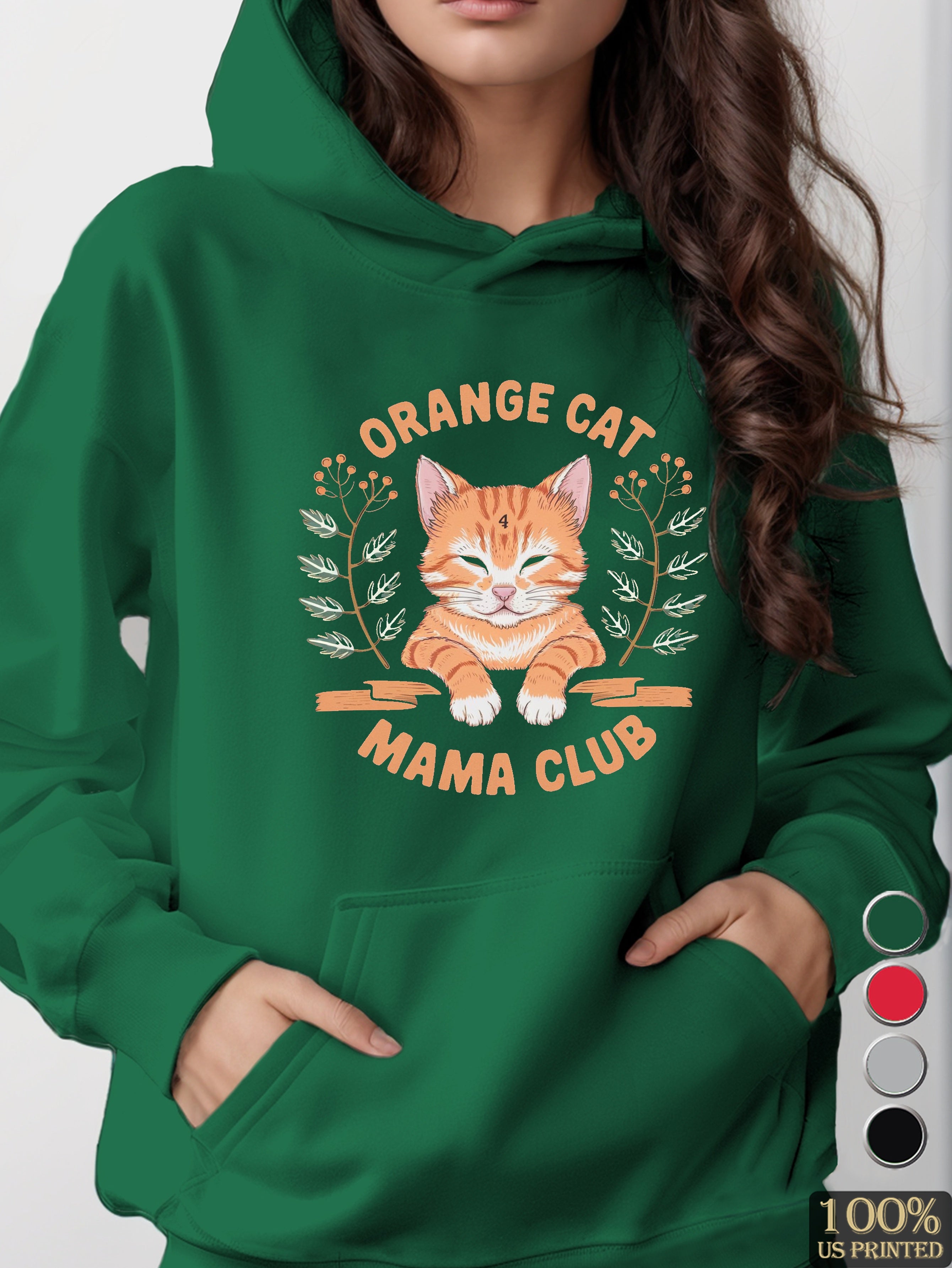 Orange Cat women's hooded sweatshirt