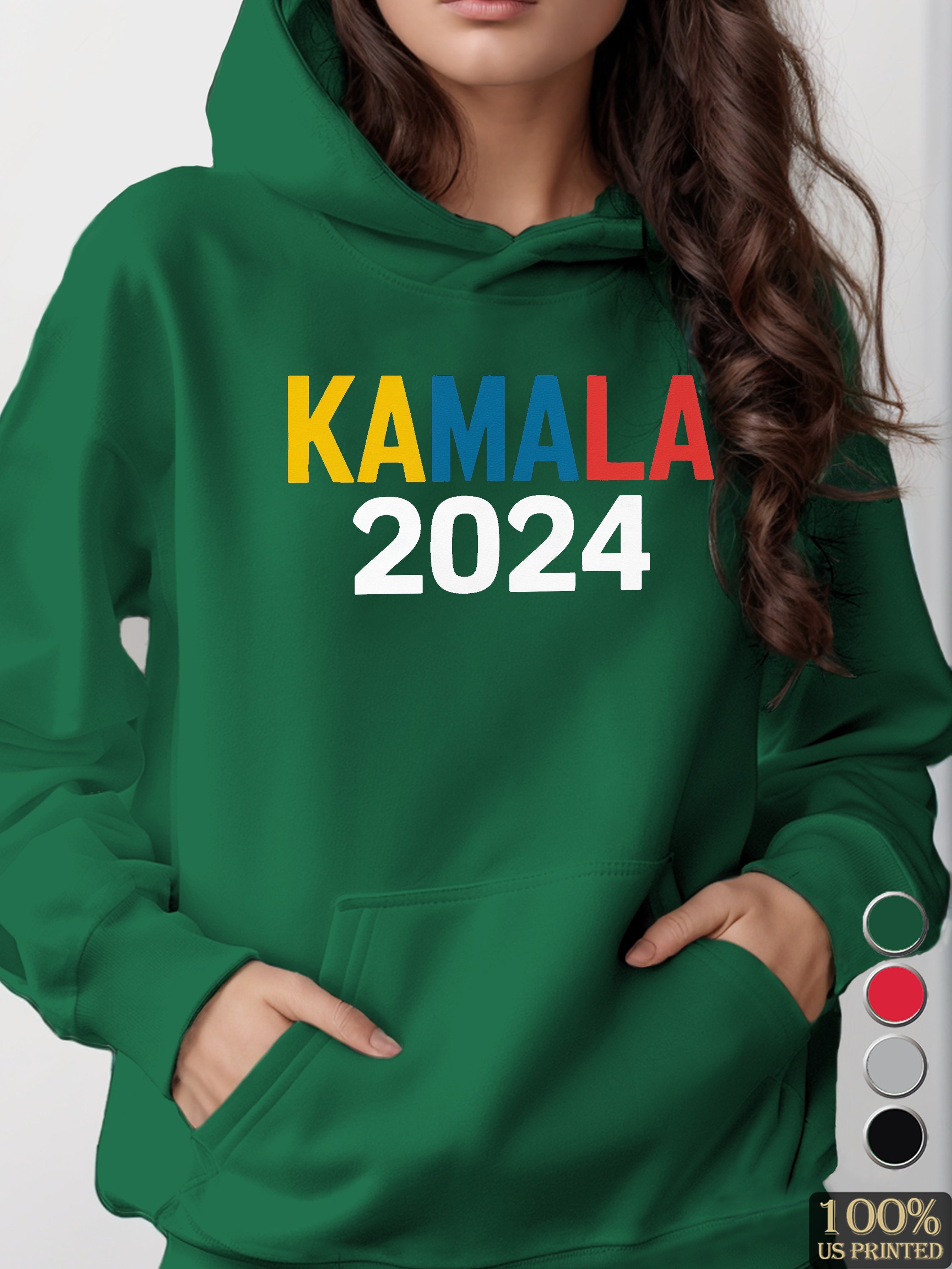 KAMALA 2024 illustration women's hooded sweatshirt