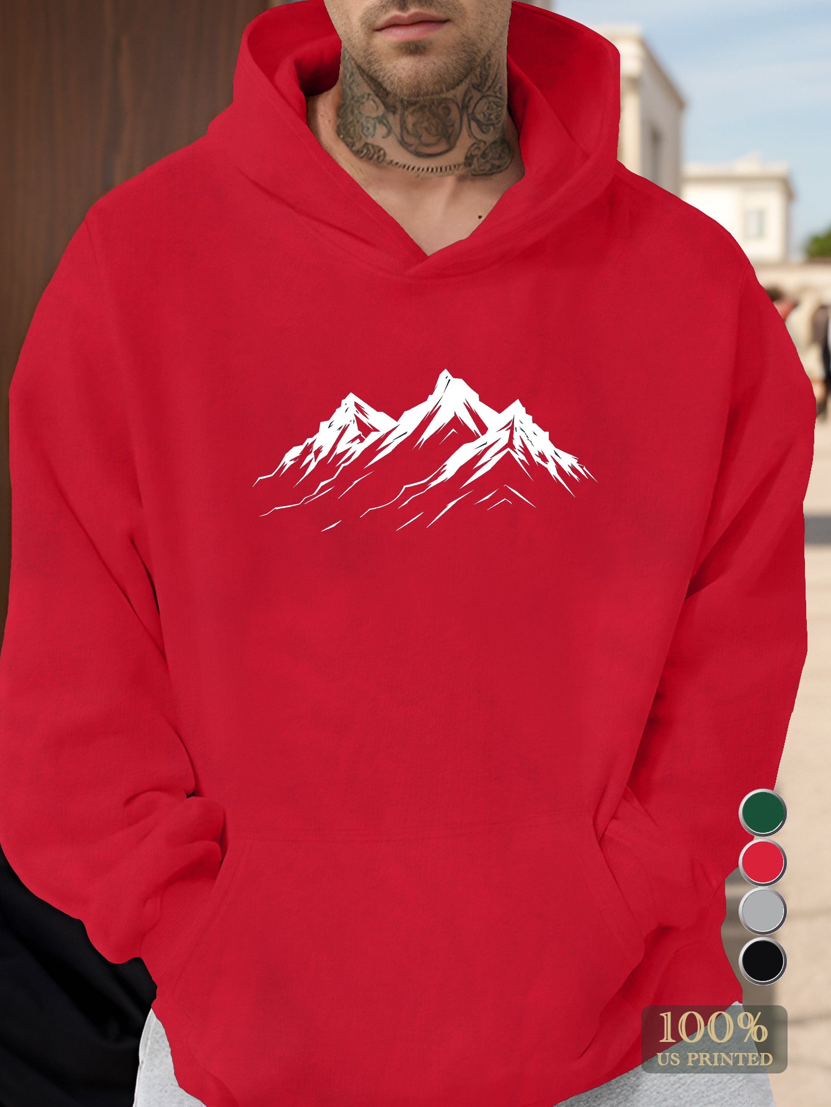 Stylized mountain contrast in minimalism Men's hooded sweatshirt