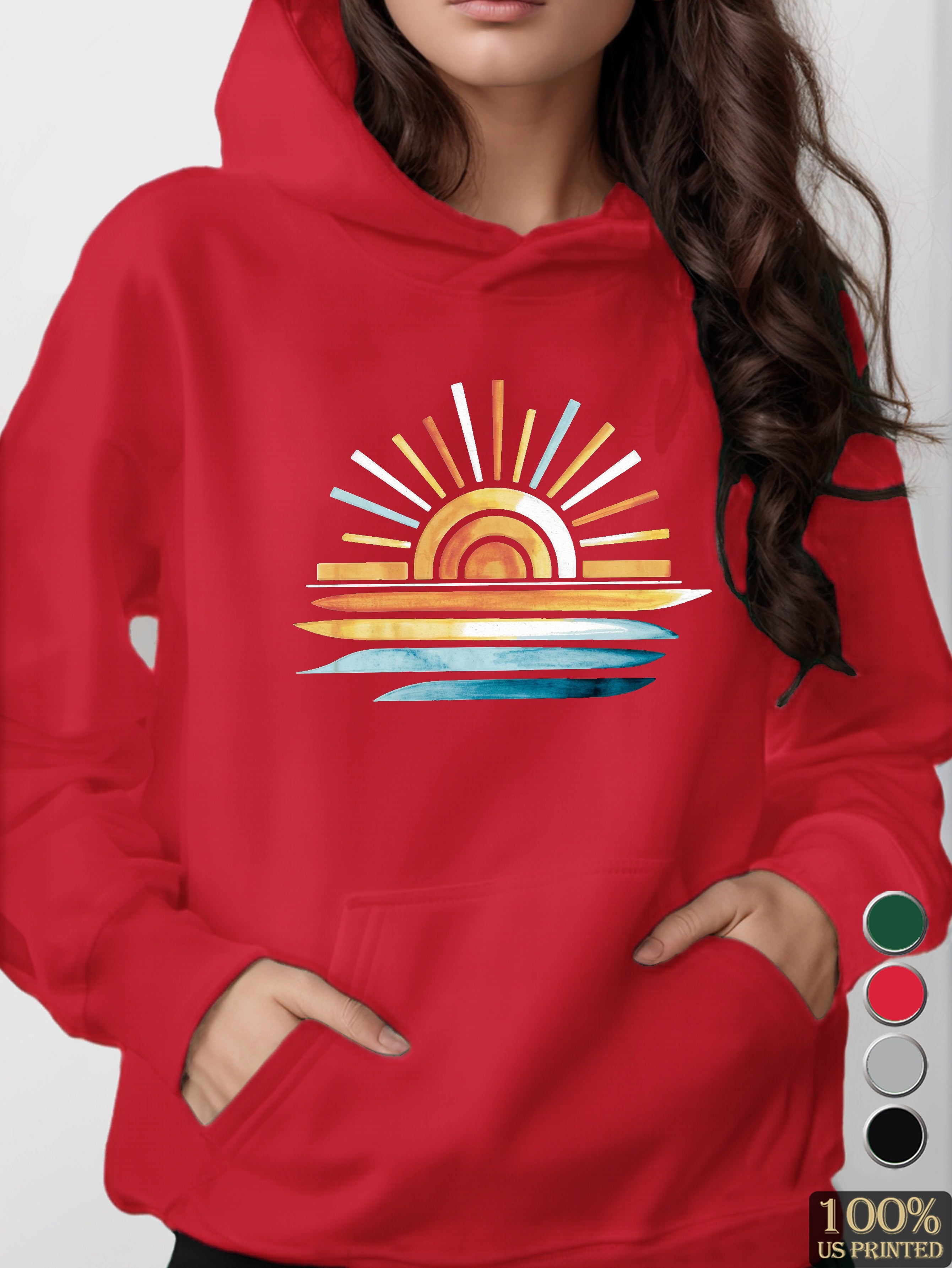 sunset on water women's hooded sweatshirt