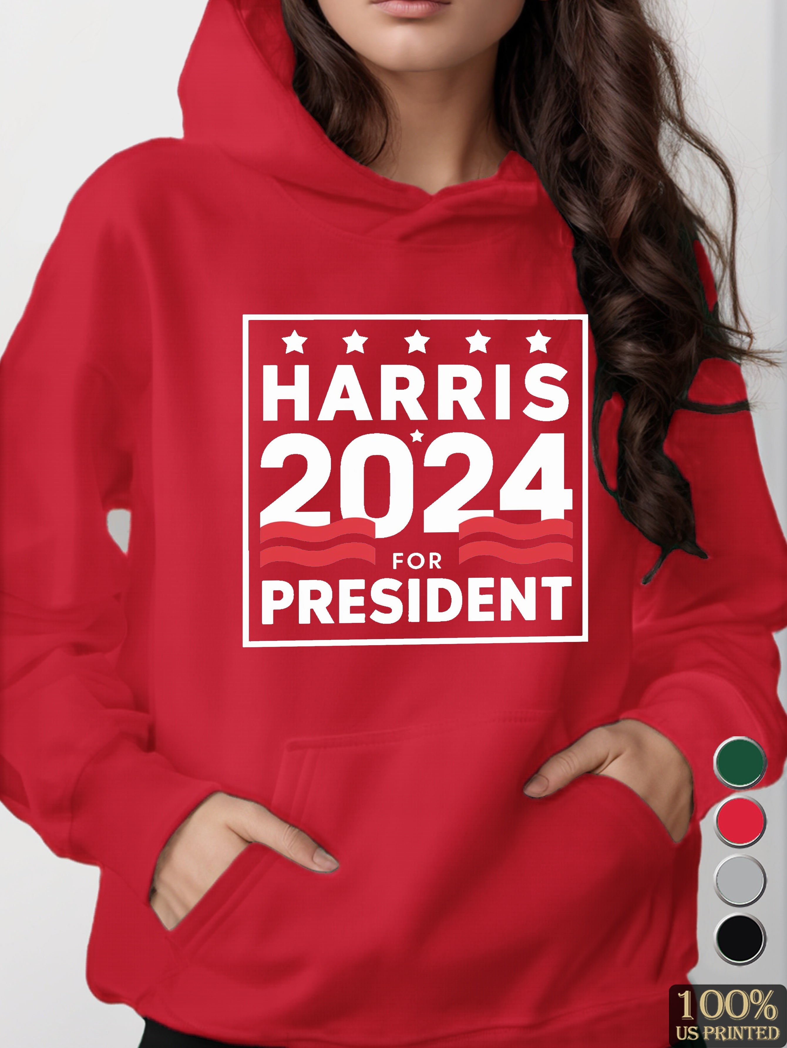 HARRIS 2024 campaign design women's hooded sweatshirt