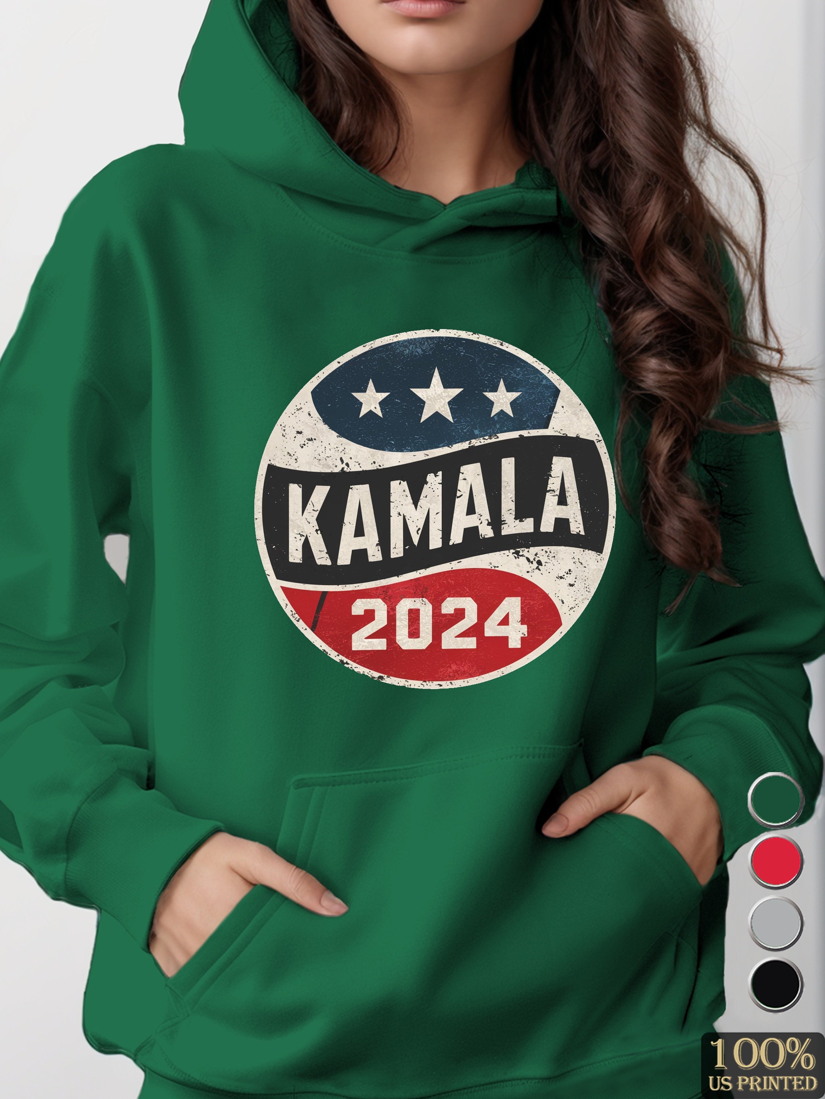 KAMALA emblem women's hooded sweatshirt