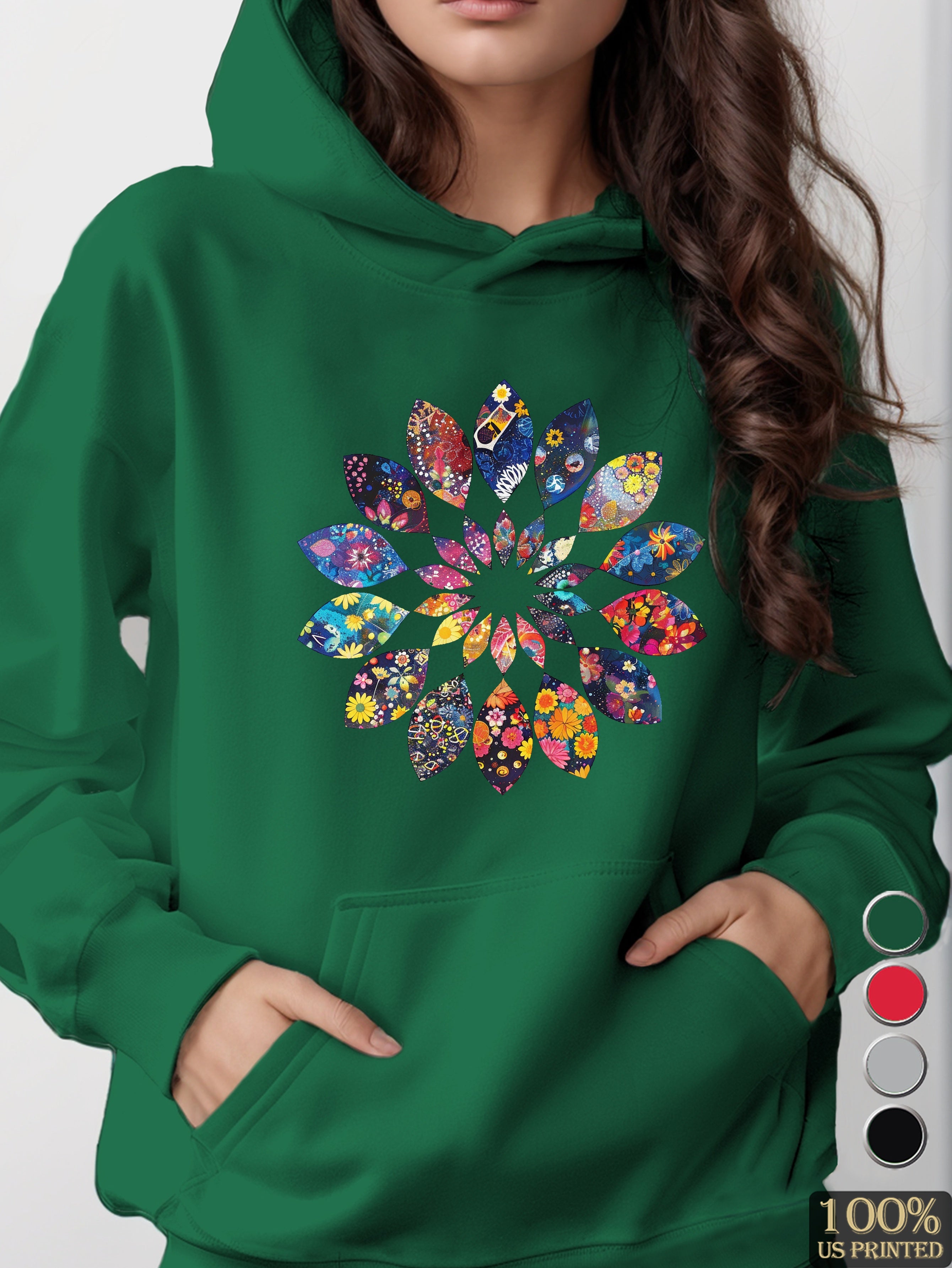 Hippie Floral Vibrance women's hooded sweatshirt