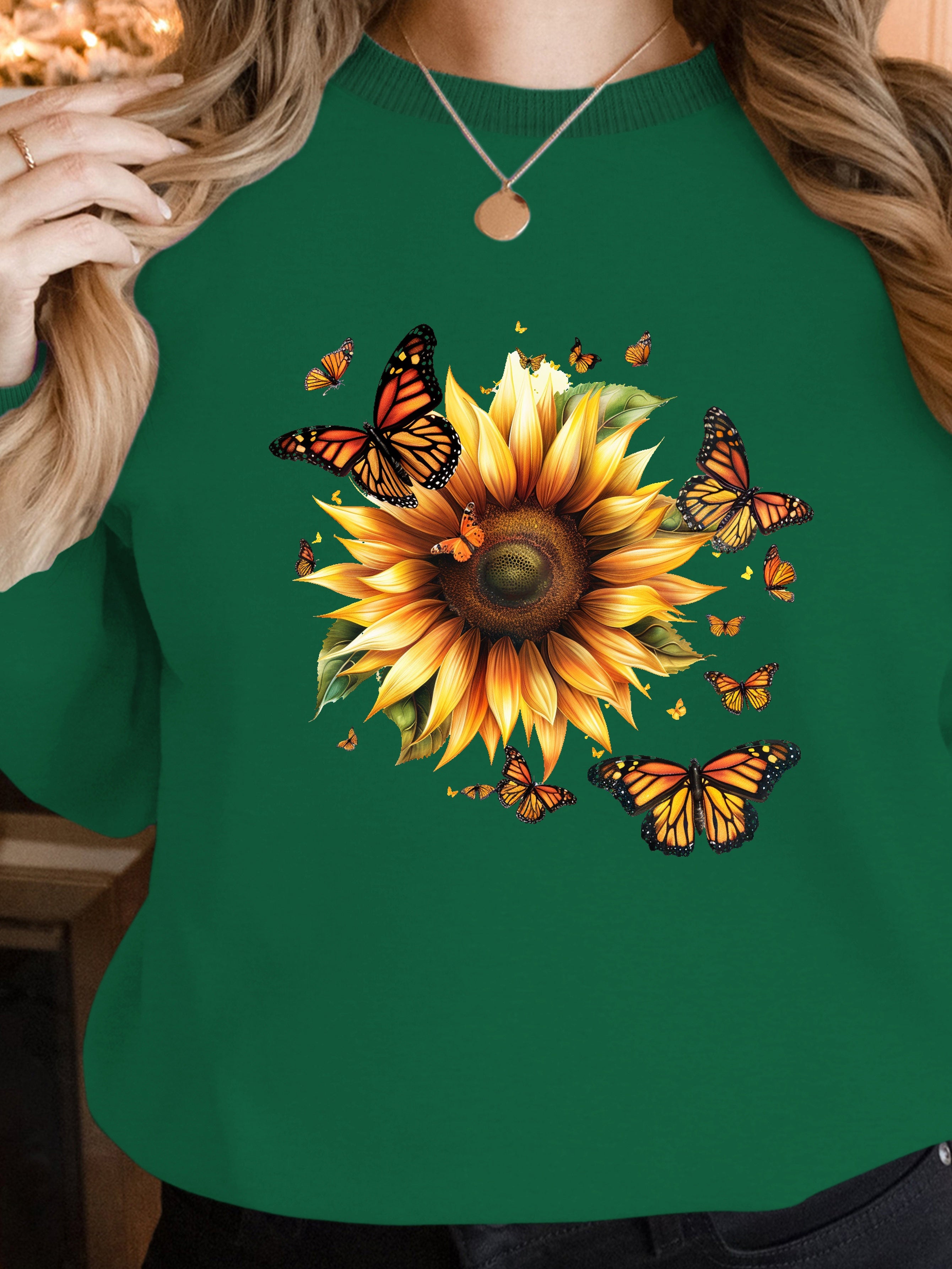 Sunflower and Monarch Butterfly women's sweatshirts