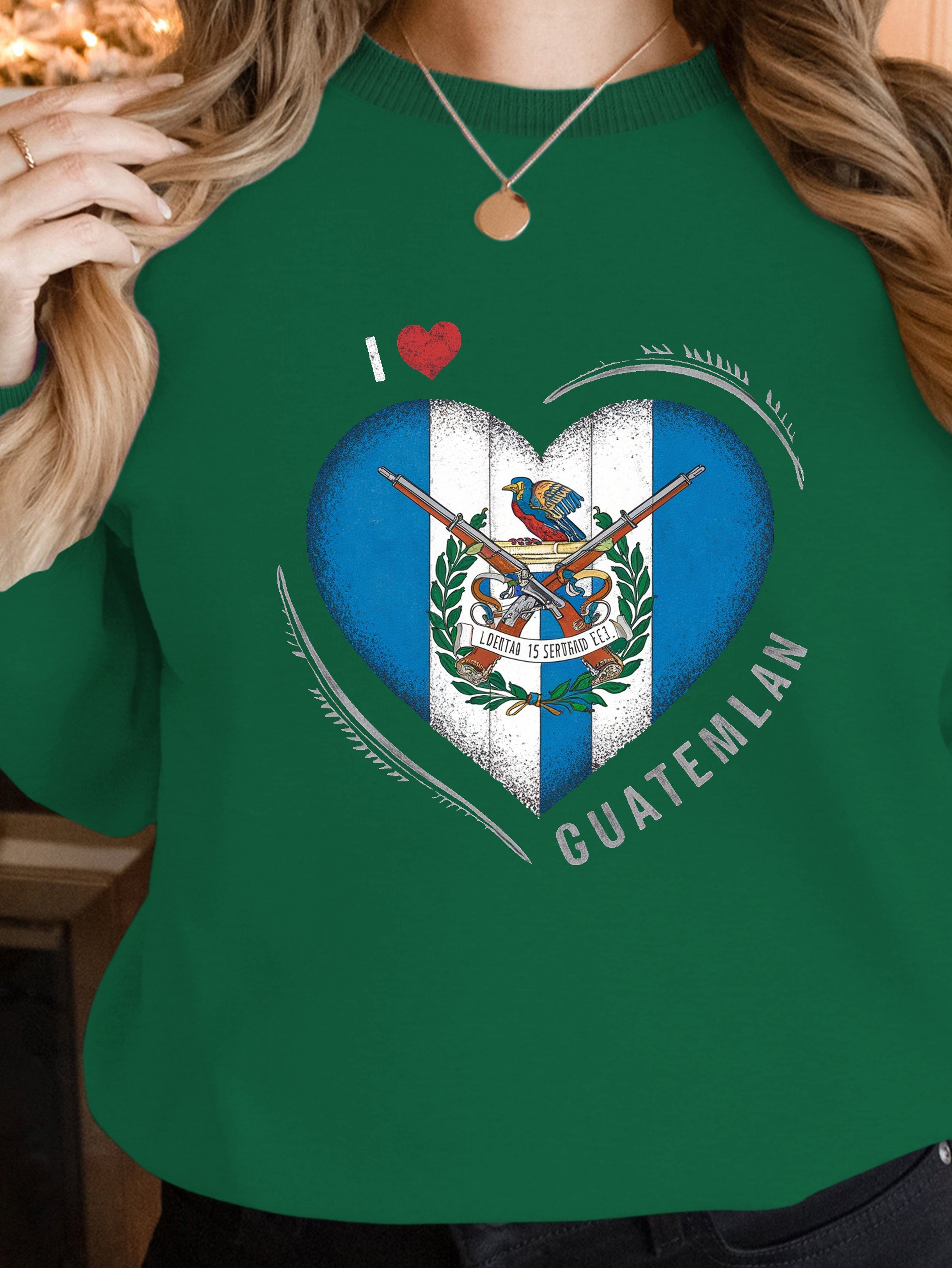 heart shaped Guatemalan flag women's sweatshirts