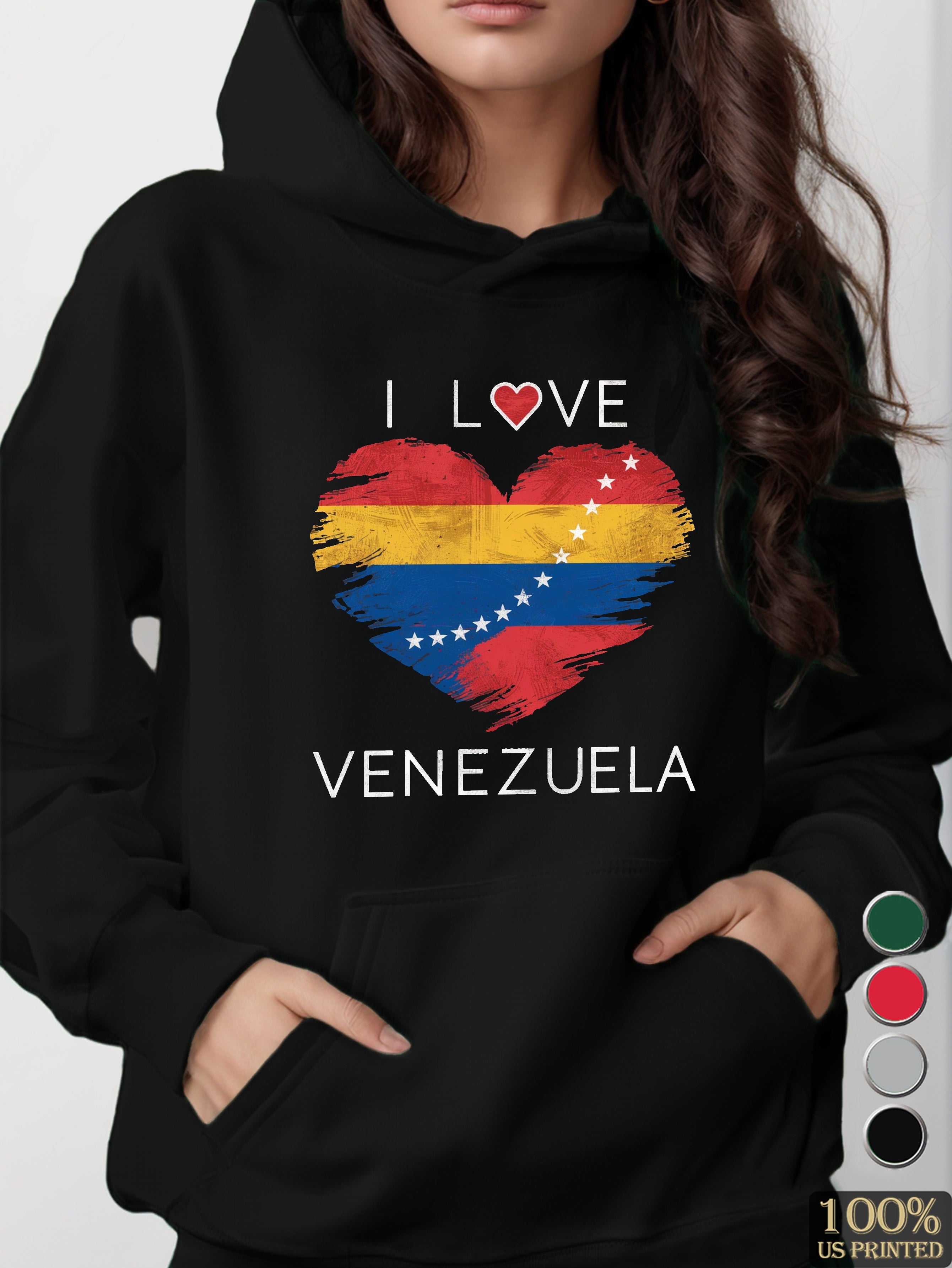 heart symbol for Venezuela women's hooded sweatshirt