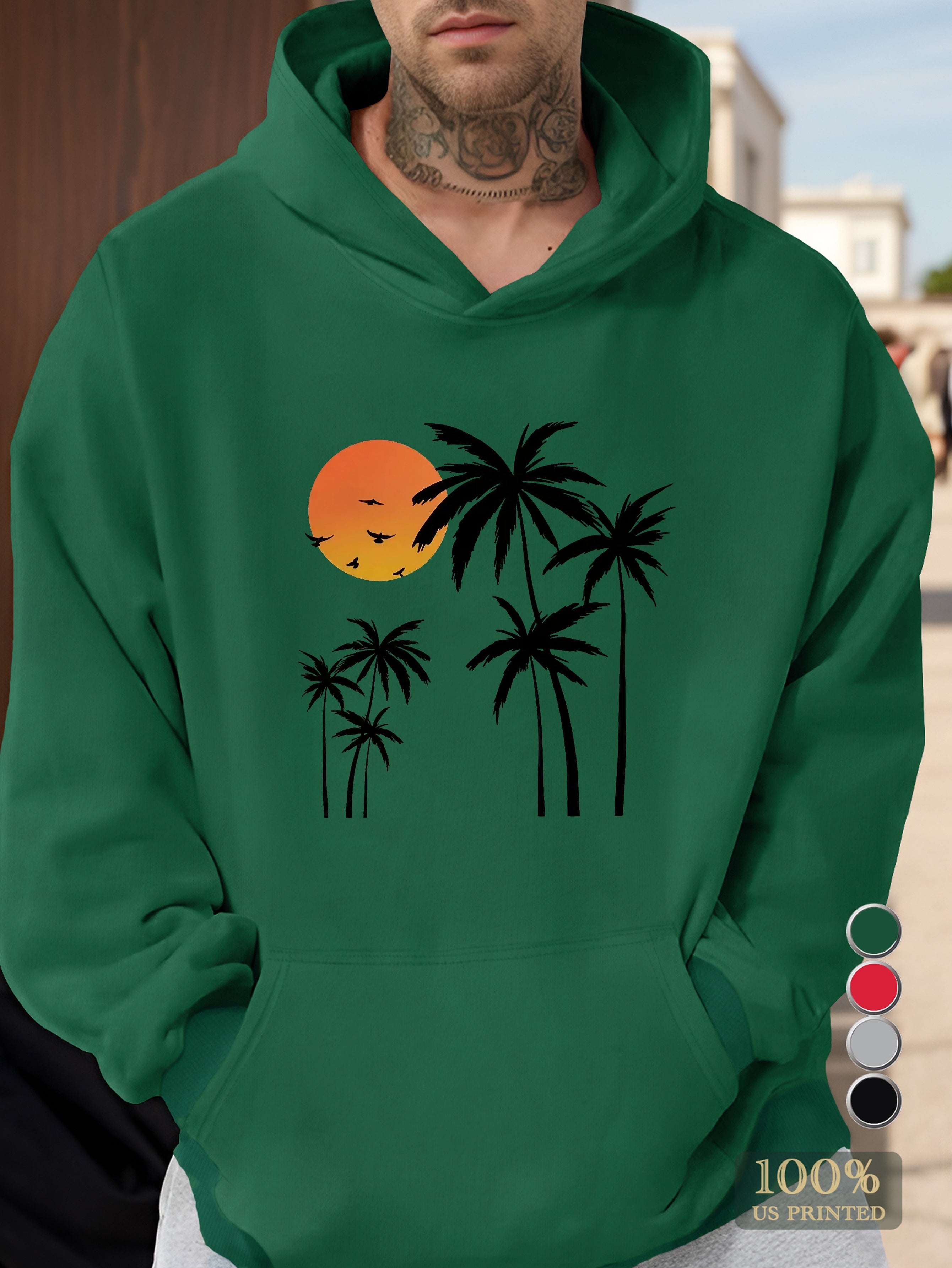 Coconut Trees At Dusk Men's hooded sweatshirt