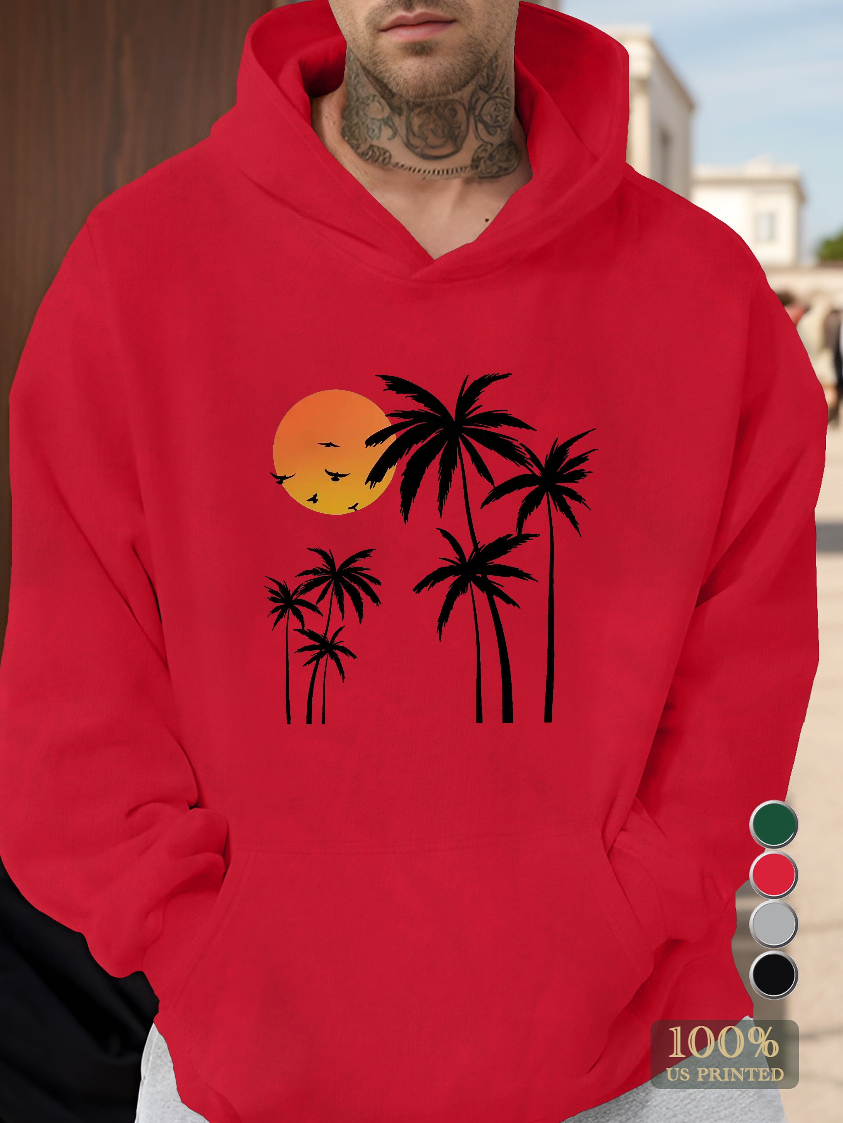 Coconut Trees At Dusk Men's hooded sweatshirt