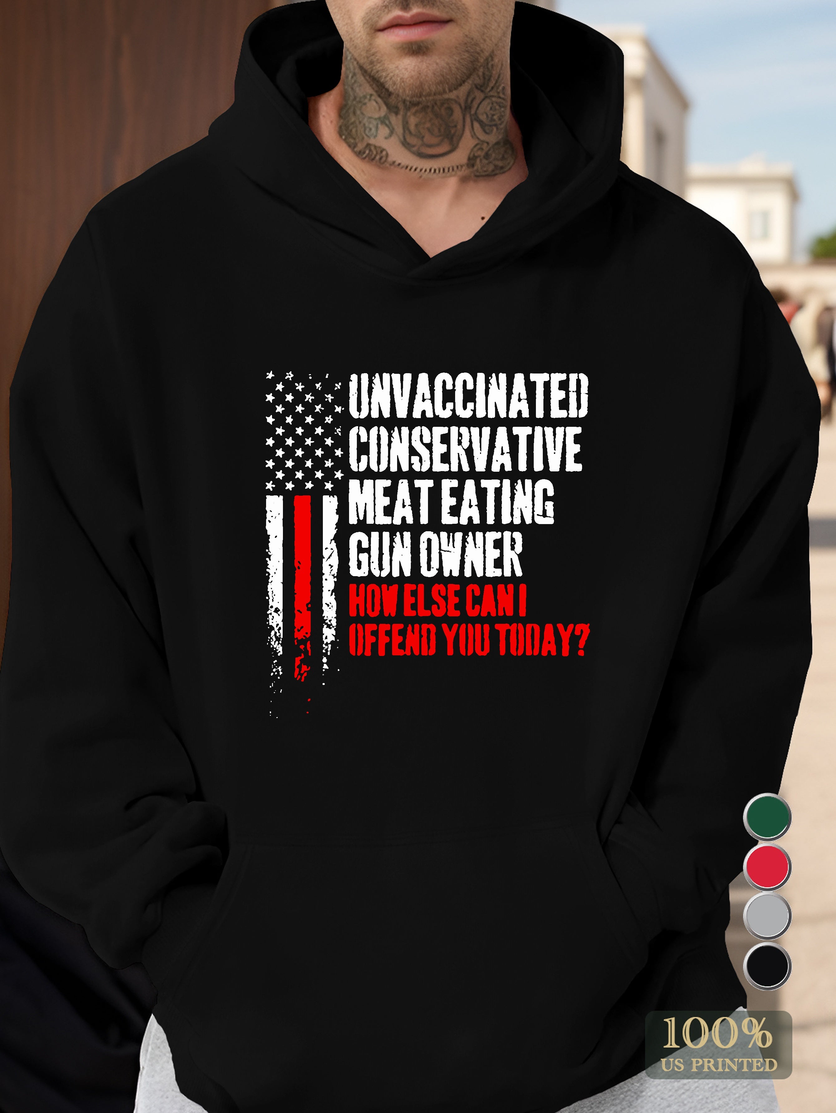 UNVACCINATED CONSERVATIVE Men's hooded sweatshirt