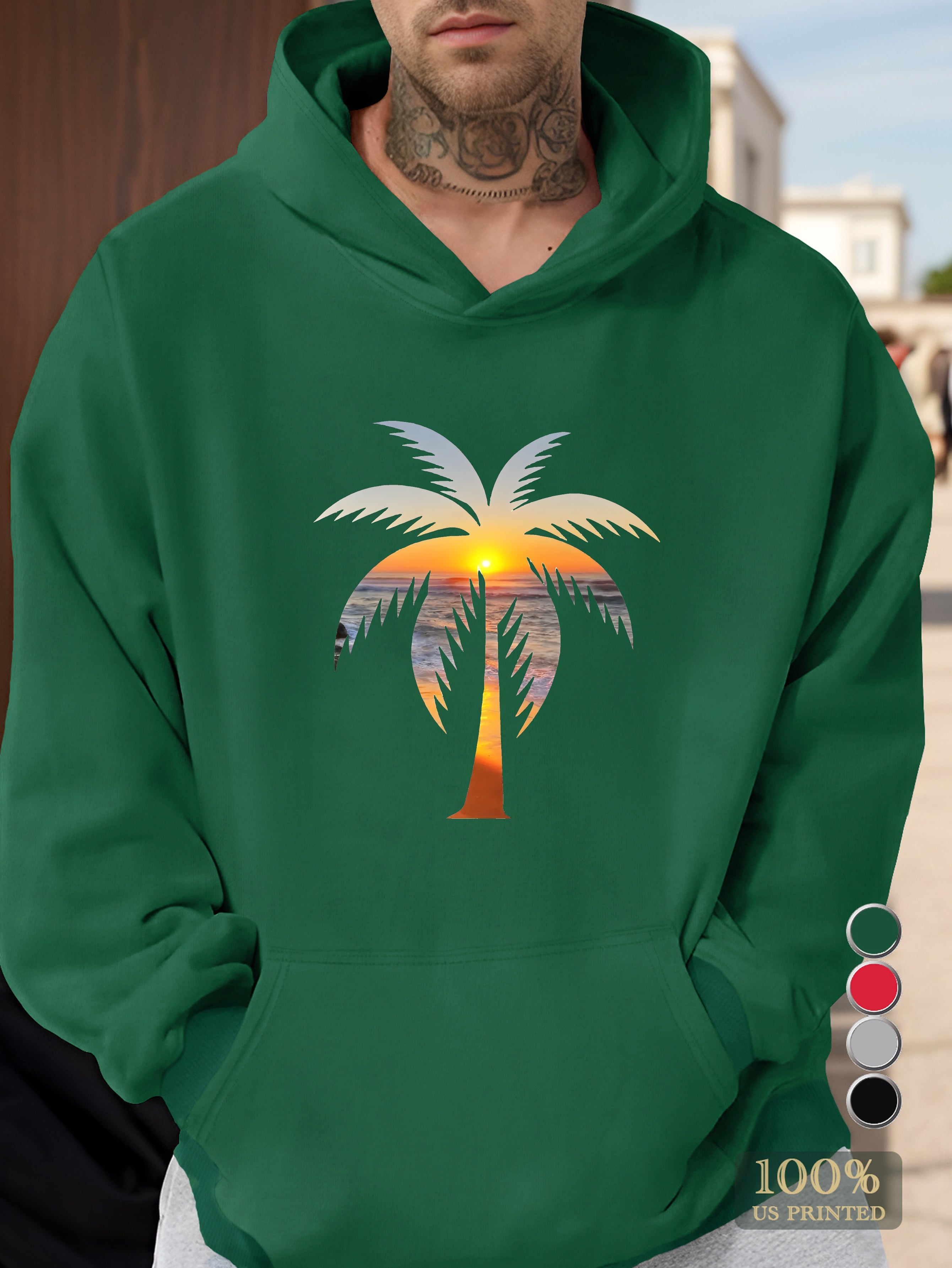 Coconut tree Men's hooded sweatshirt