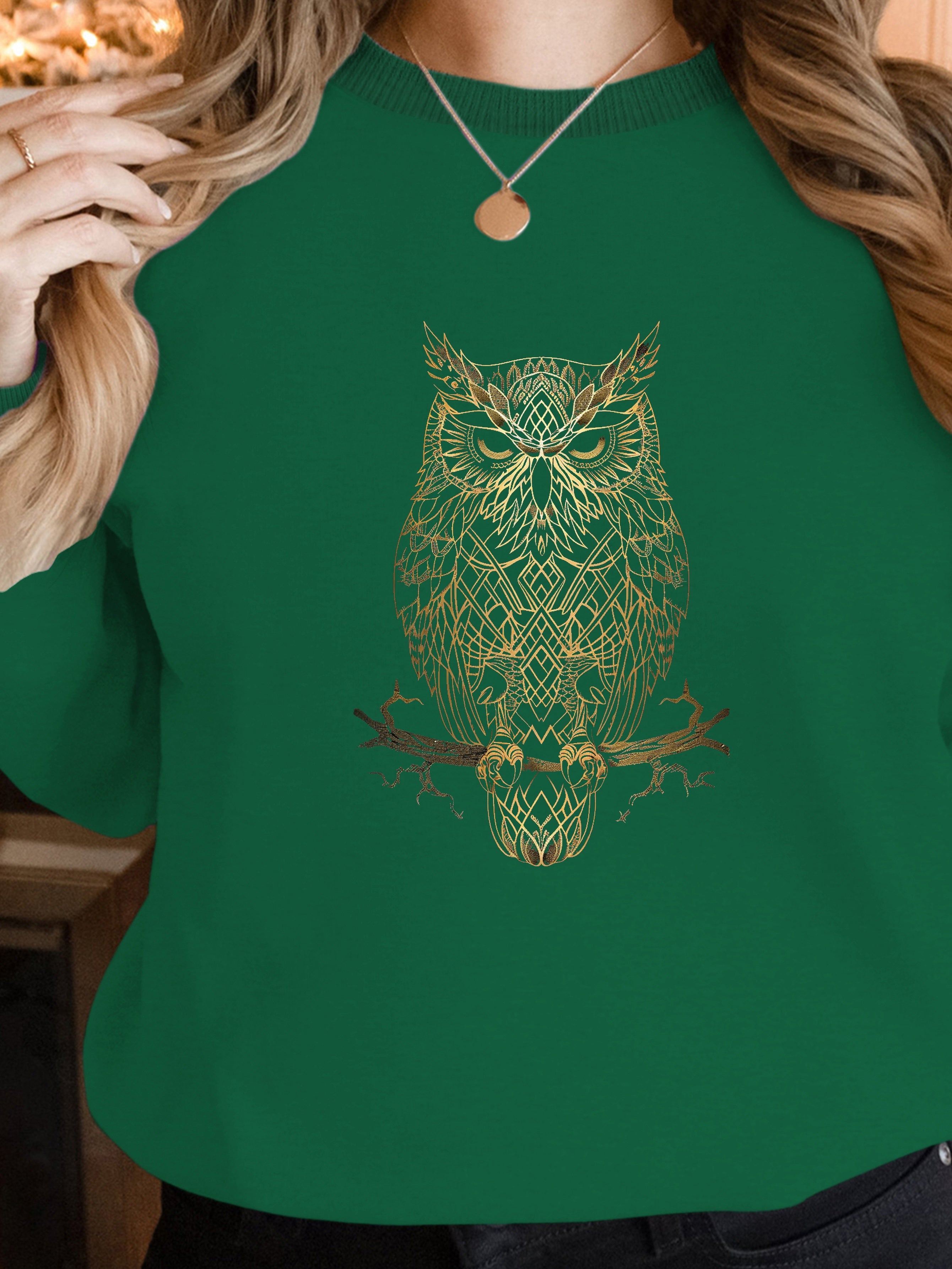 Monochromatic Gold Owl Design women's sweatshirts