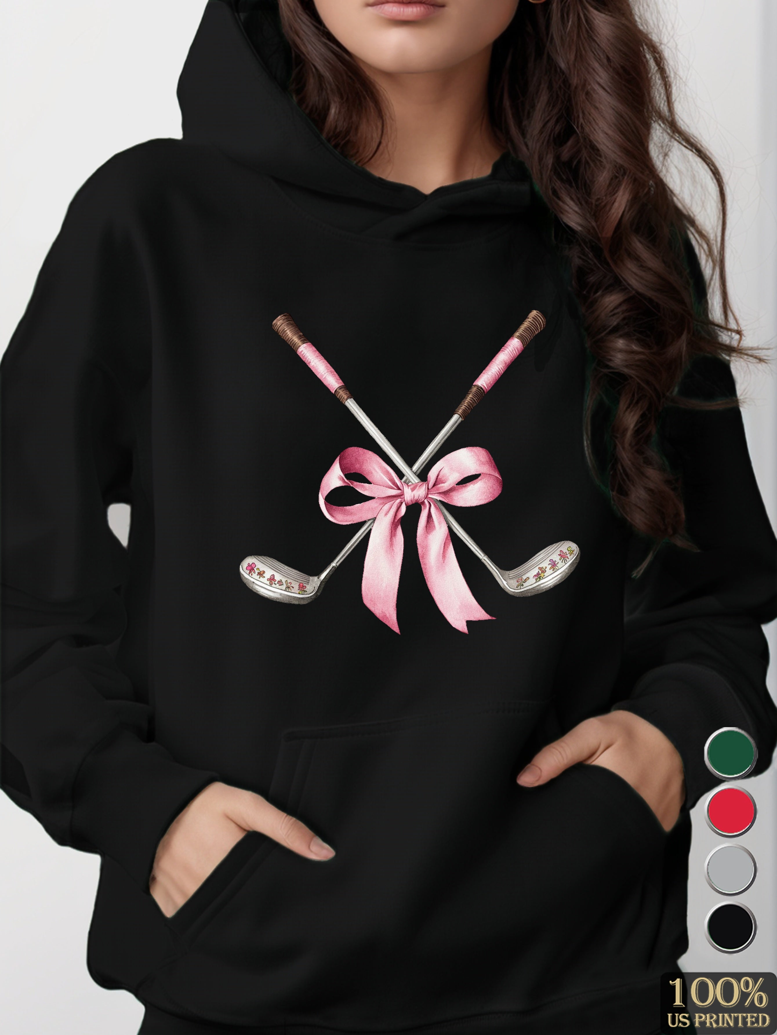 vintage golf club illustration women's hooded sweatshirt