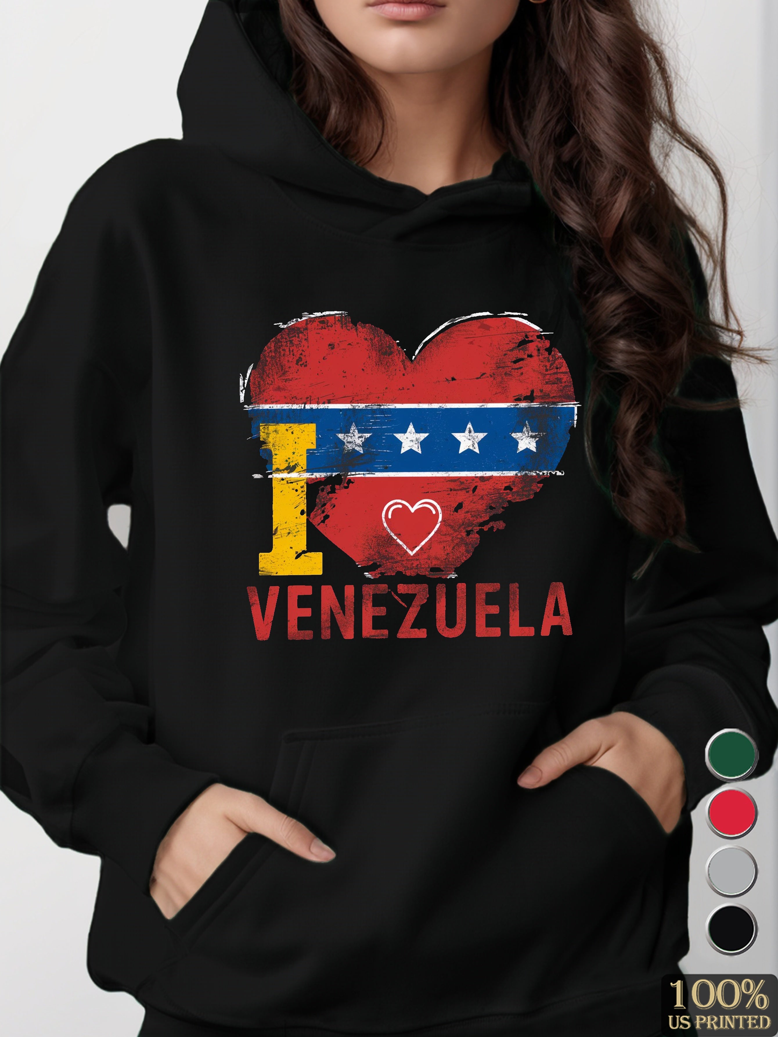 Venezuelan flag heart illustration women's hooded sweatshirt