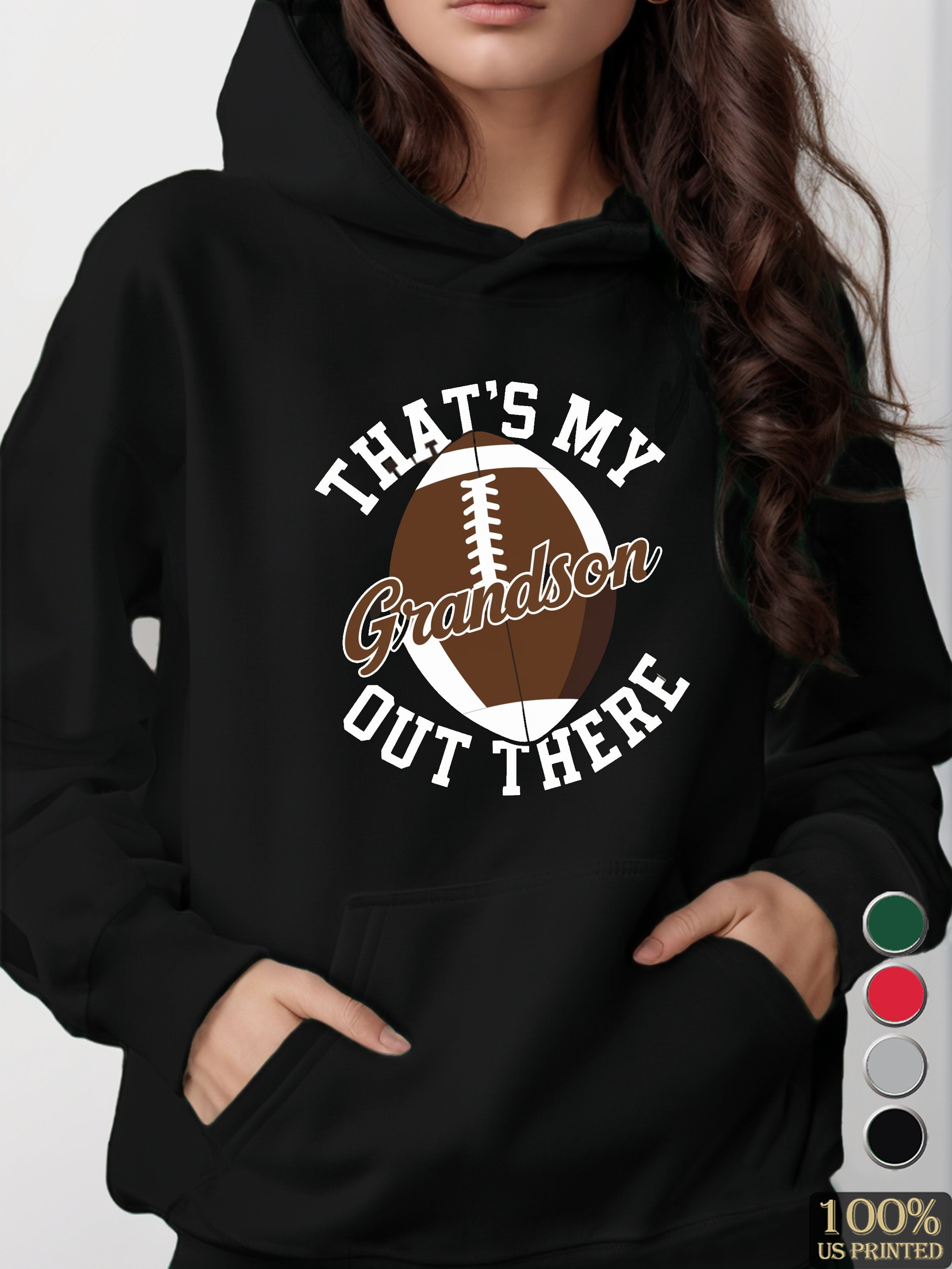 Grandson football illustration women's hooded sweatshirt