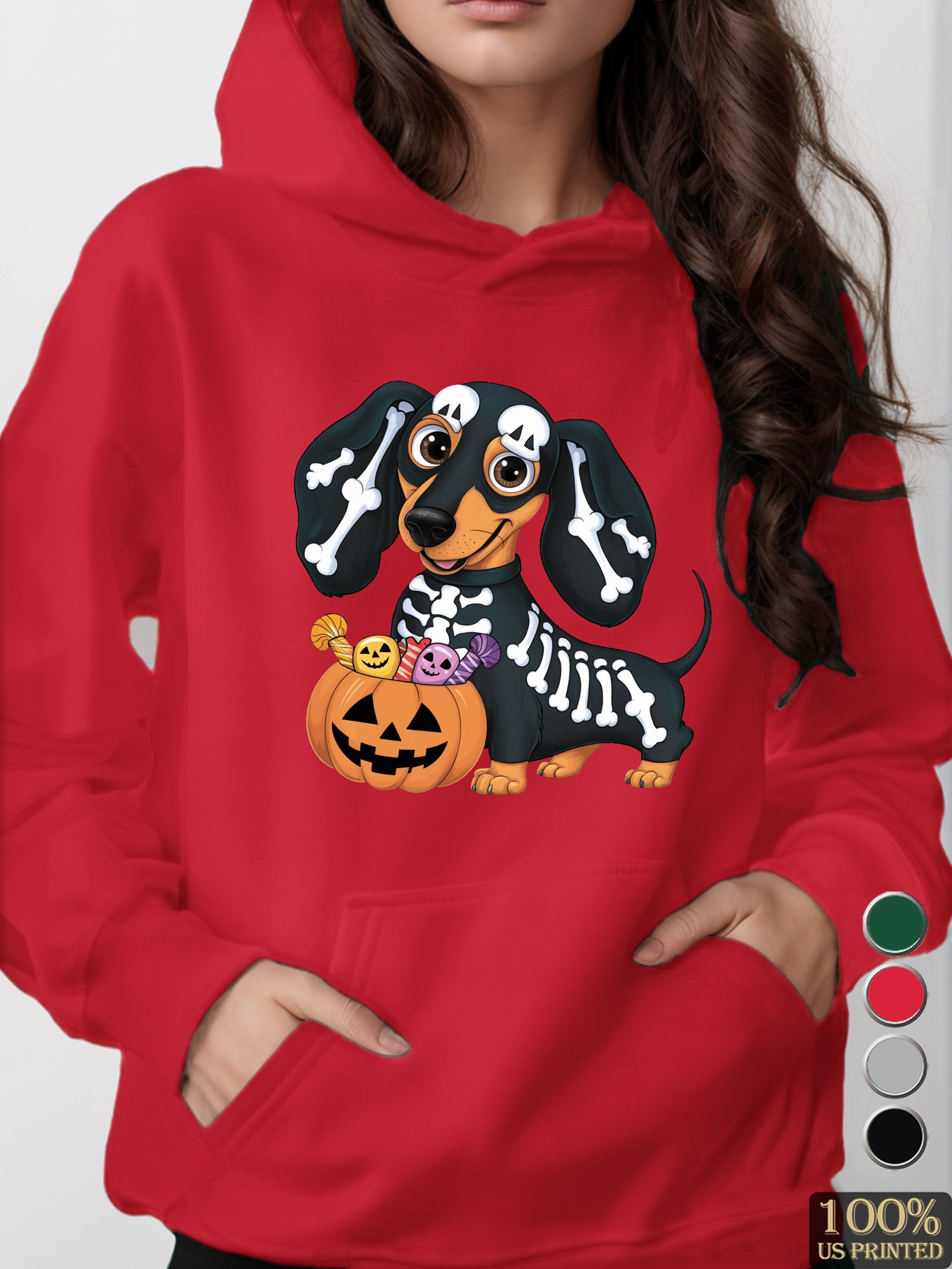 Halloween dachshund women's hooded sweatshirt