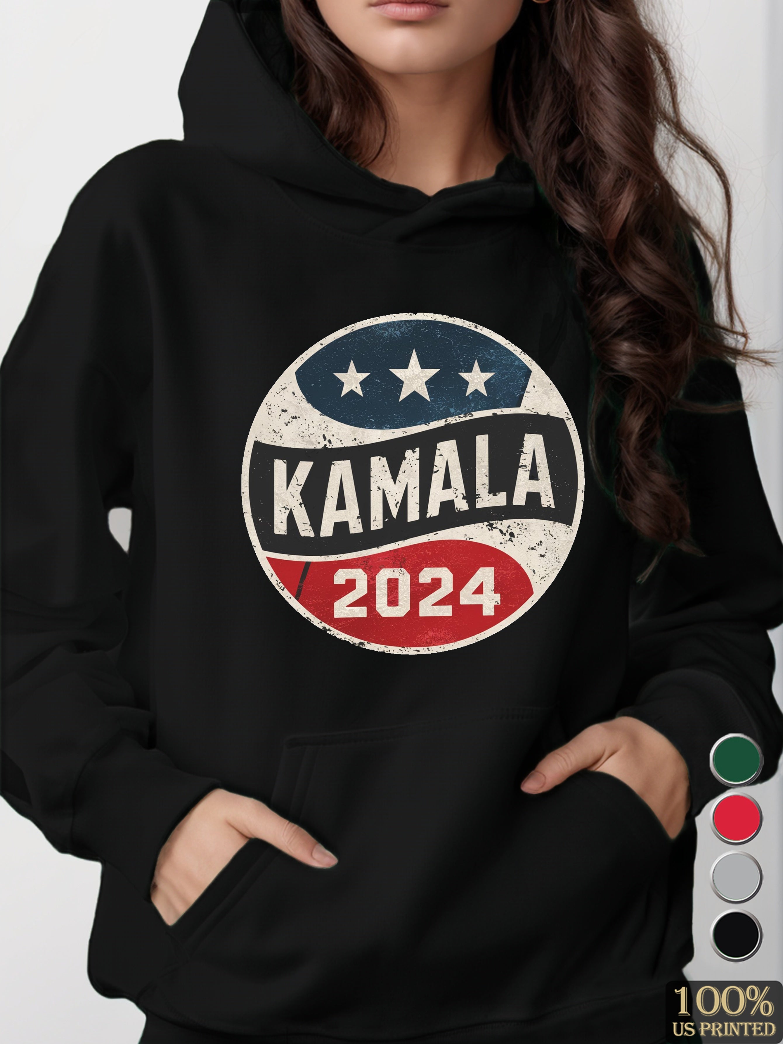 KAMALA emblem women's hooded sweatshirt