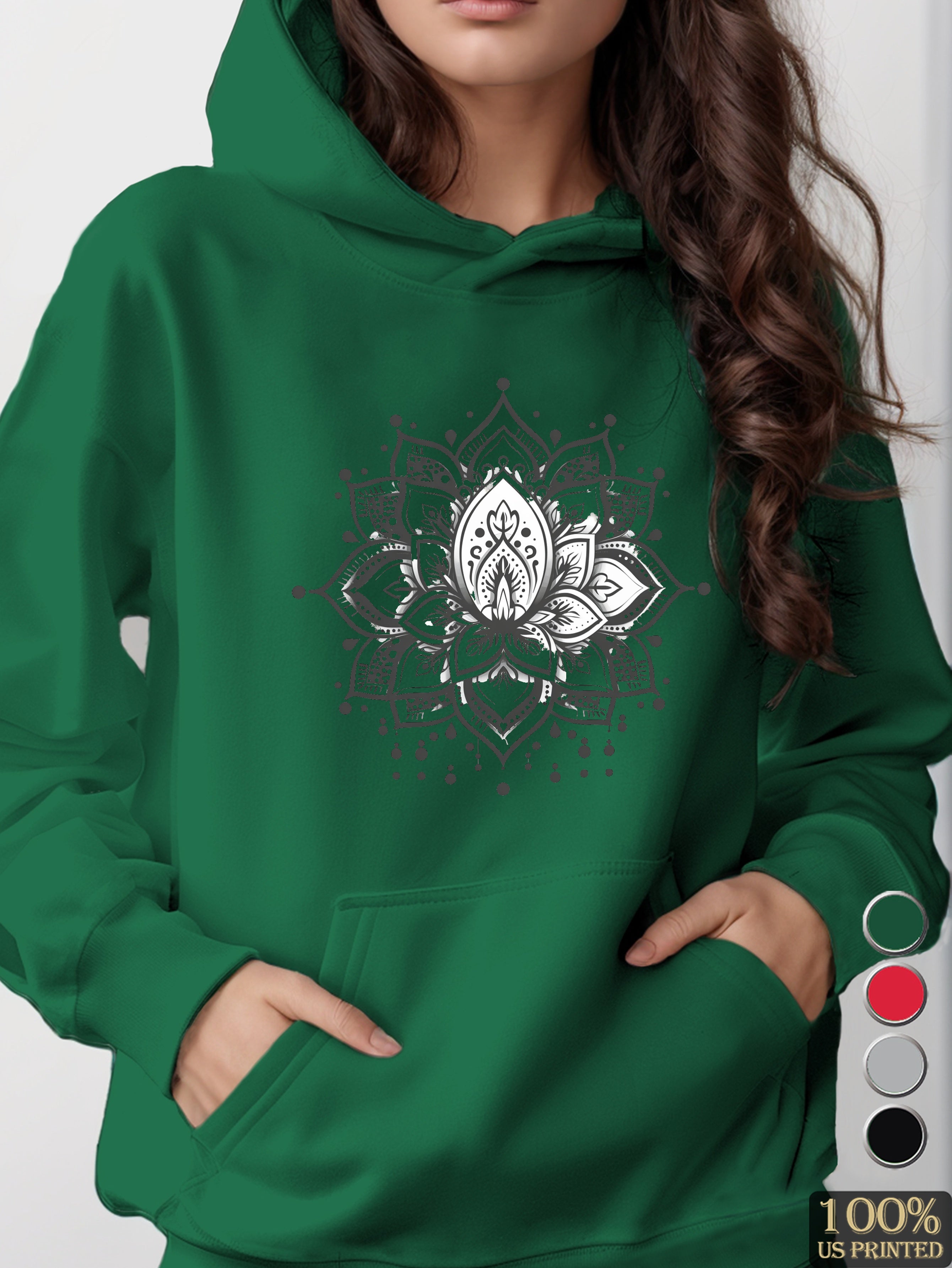 Intricate symmetrical mandala like design women's hooded sweatshirt