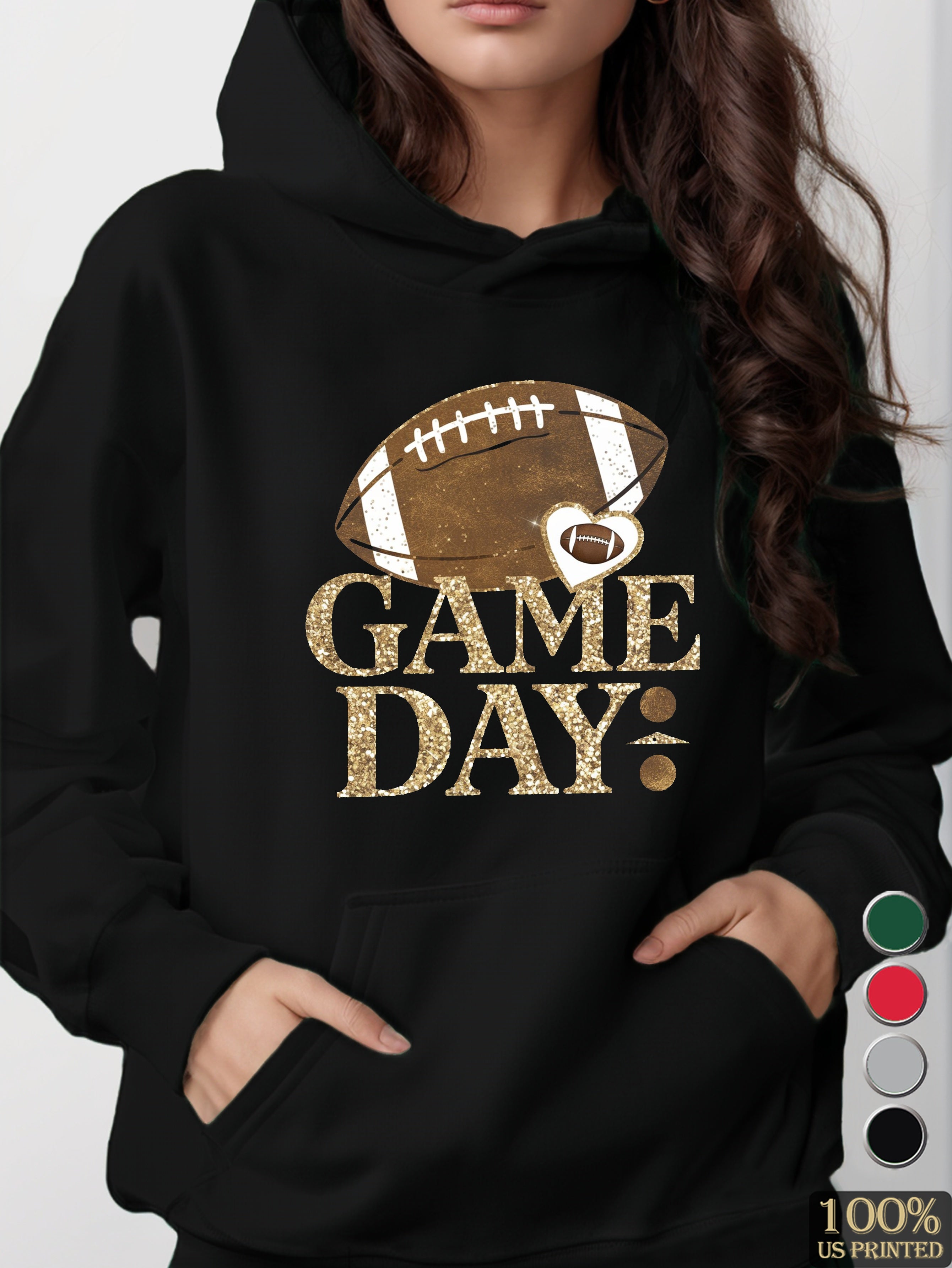 Vintage football graphic design women's hooded sweatshirt