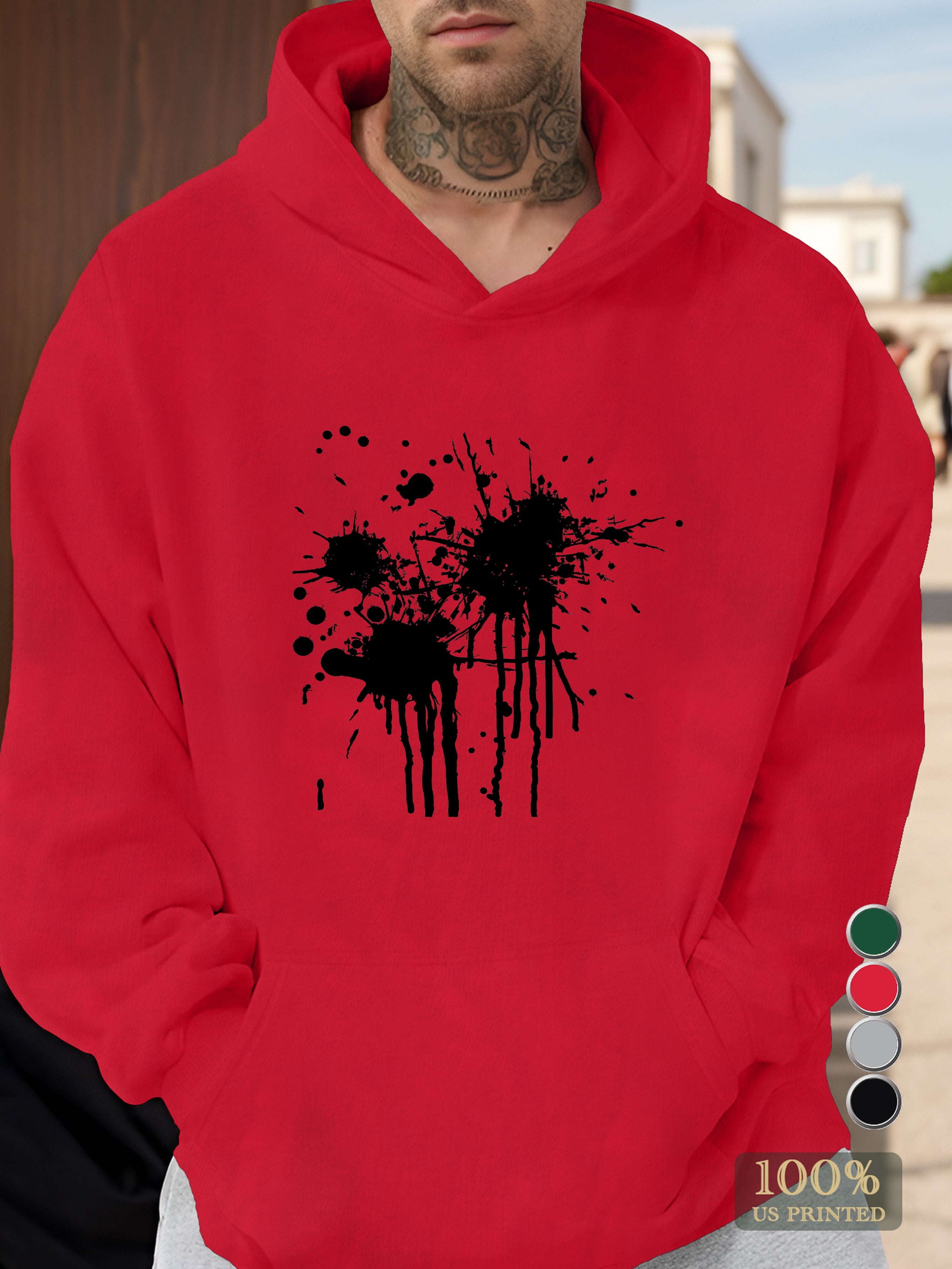 Vintage Americana Abstract Art Men's hooded sweatshirt