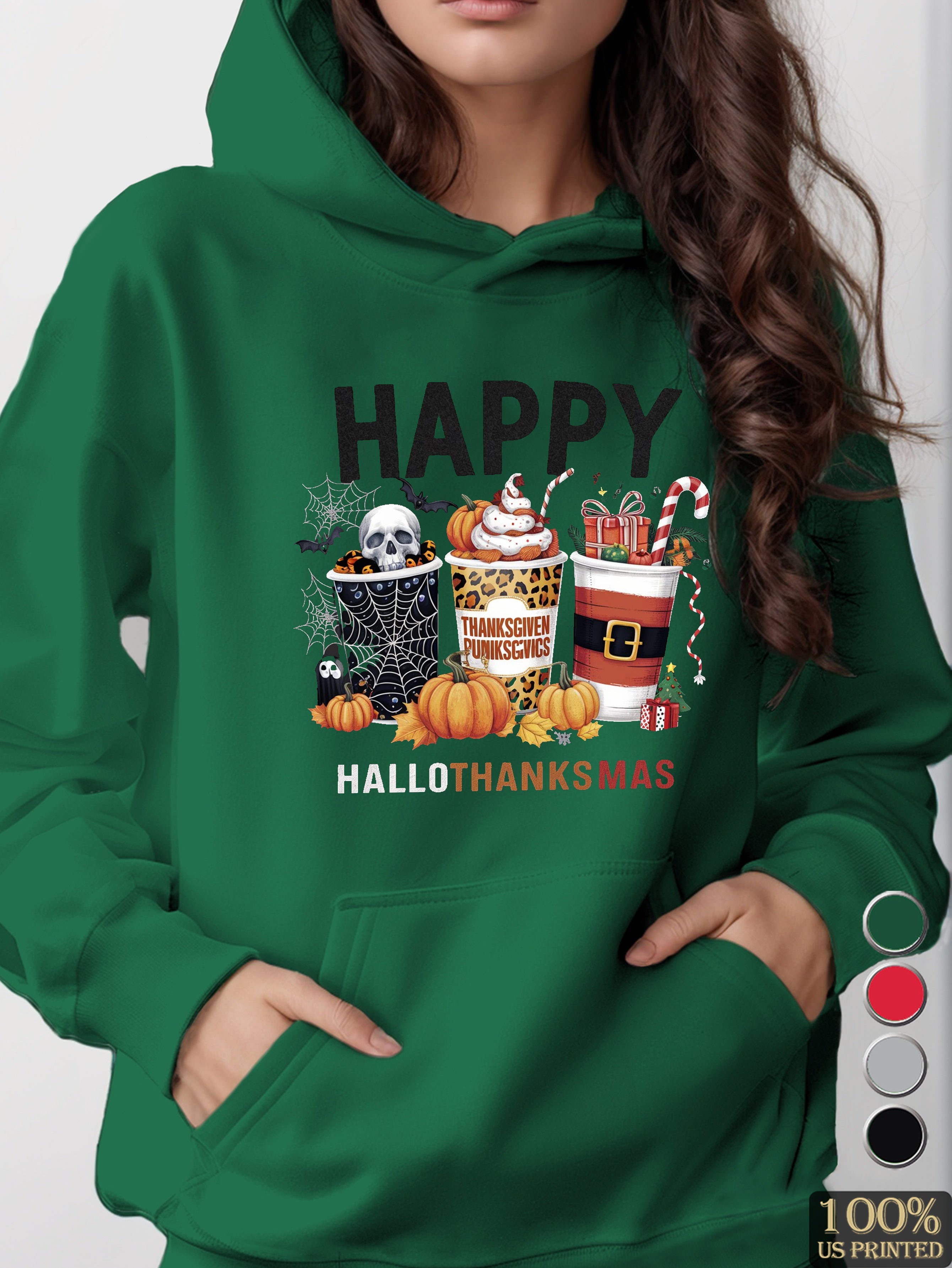 HAPPY HAPPY THANKSGIVING women's hooded sweatshirt