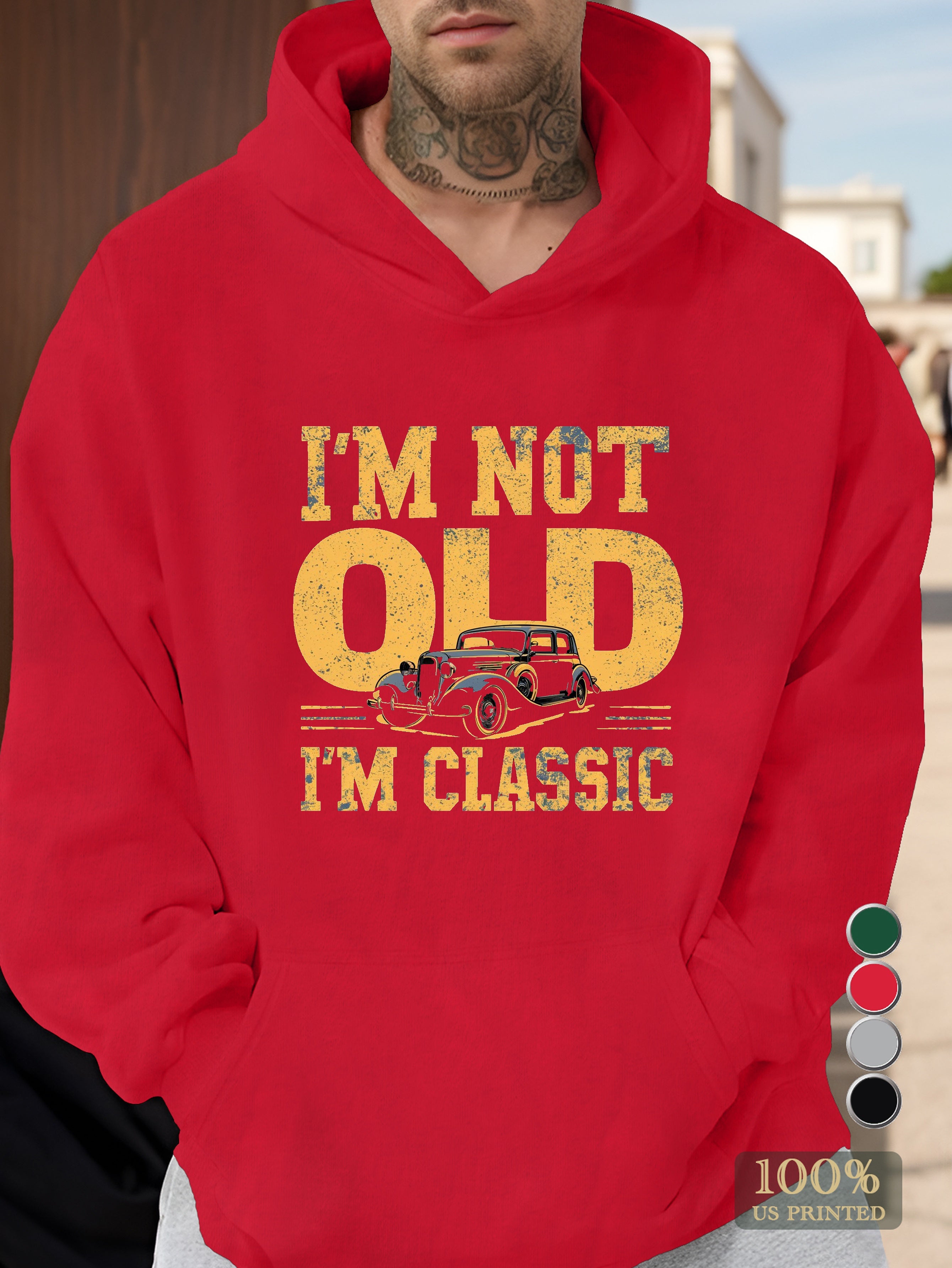 Classic Car Vintage Style Men's hooded sweatshirt