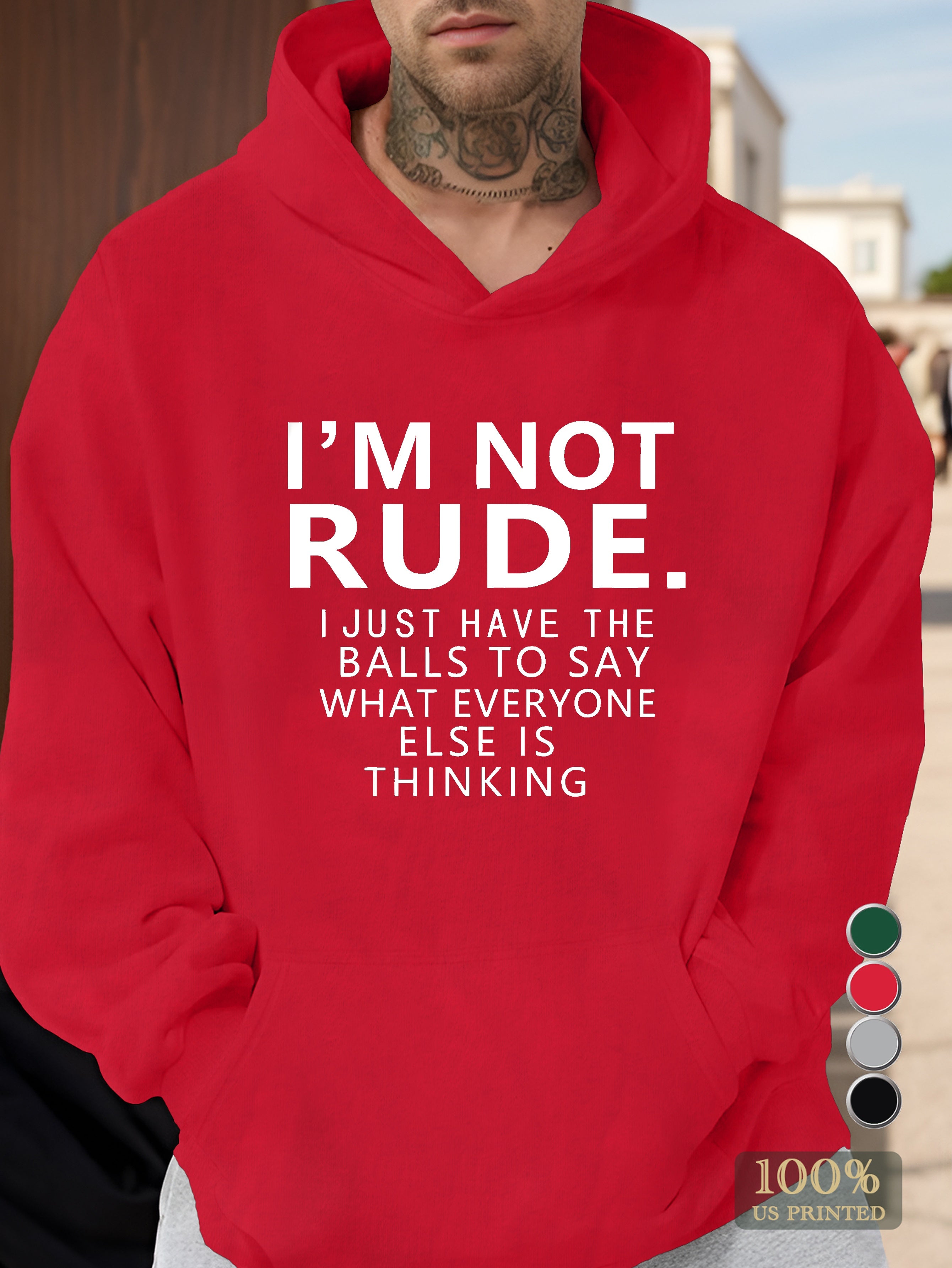 I M NOT RUDE Men's hooded sweatshirt