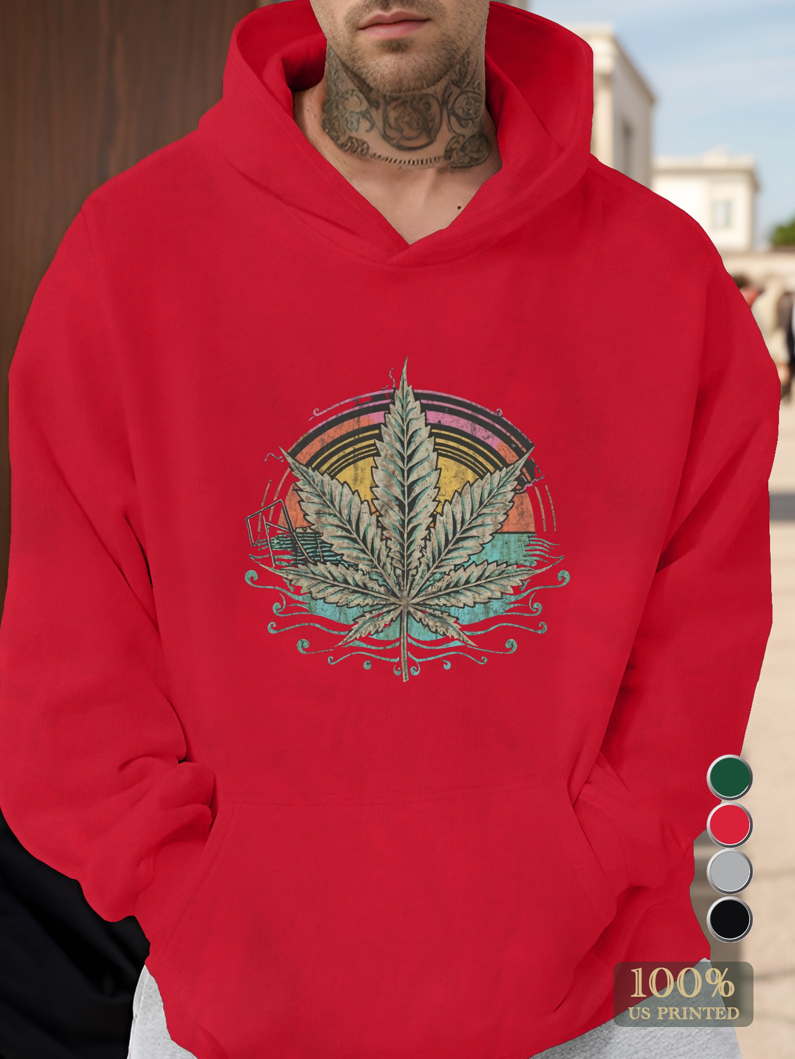 1970 s retro cannabis elegance Men's hooded sweatshirt