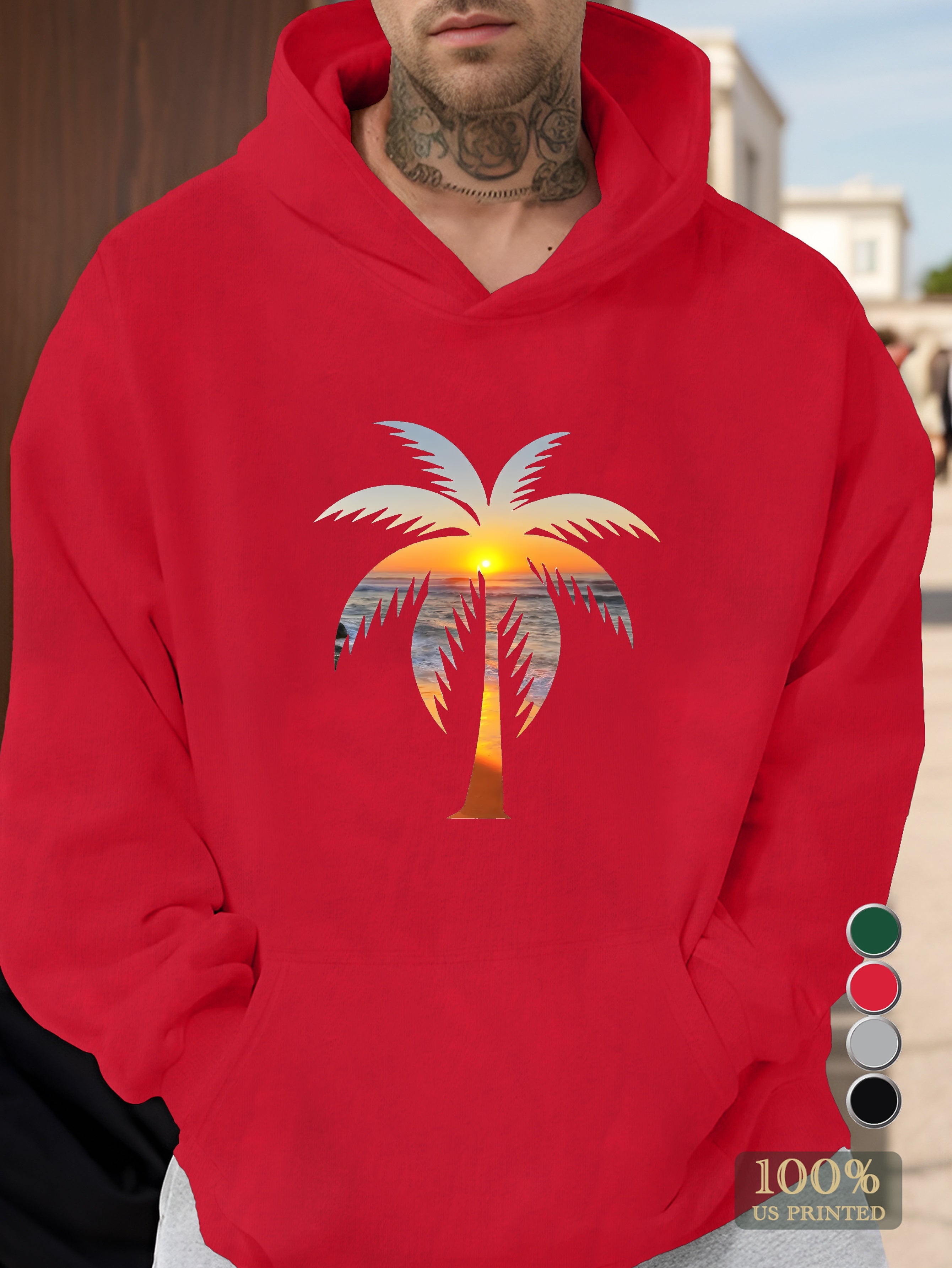 Coconut tree Men's hooded sweatshirt