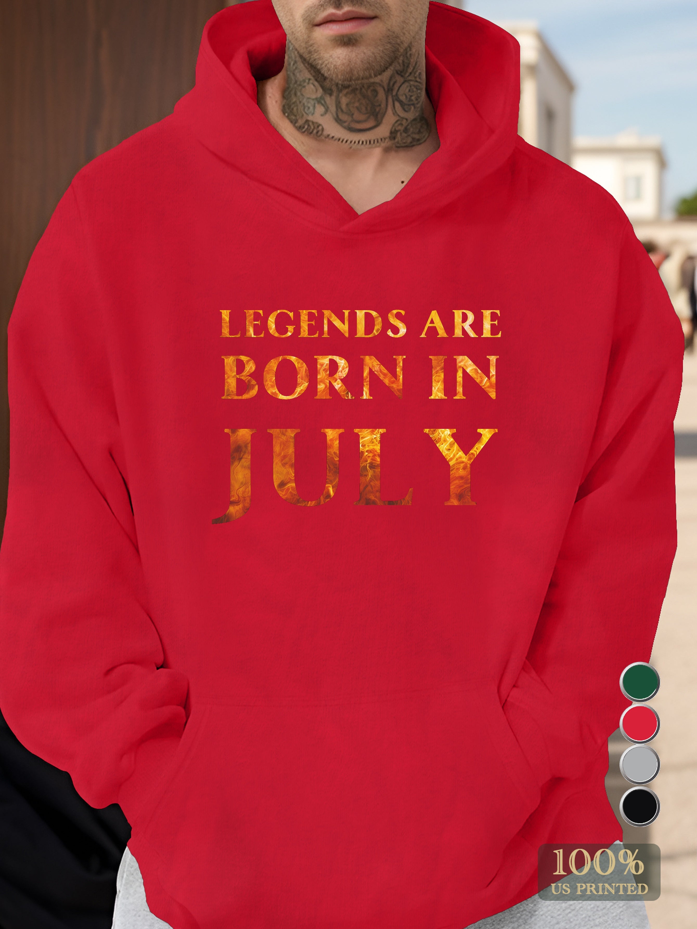 LEGENDS ARE BORN IN JULY Men's hooded sweatshirt