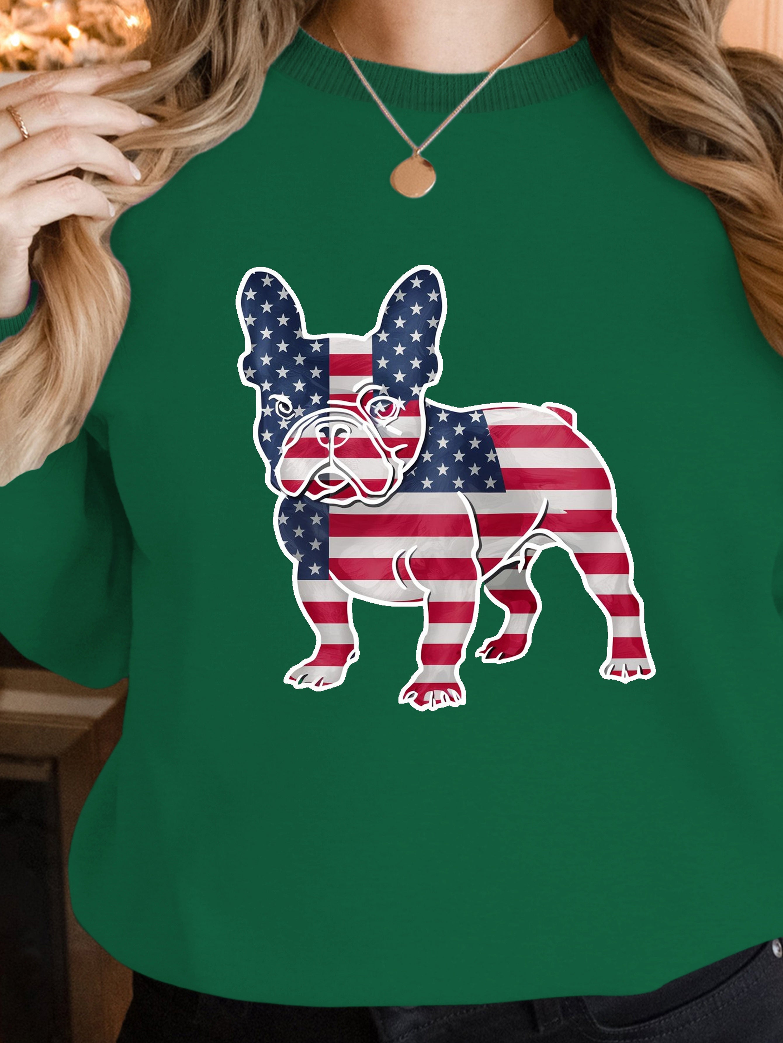 American Flag French Bulldog women's sweatshirts