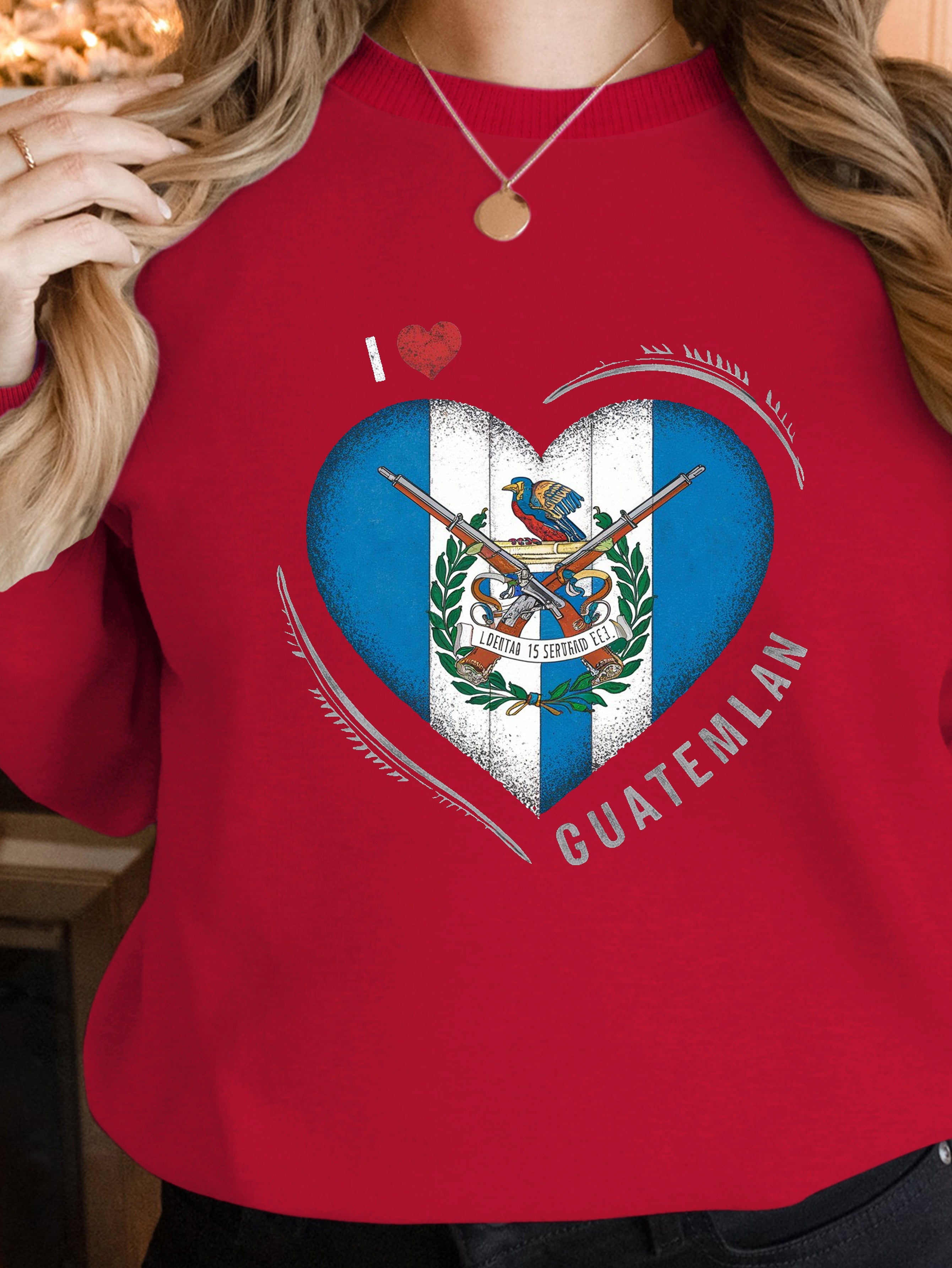 heart shaped Guatemalan flag women's sweatshirts