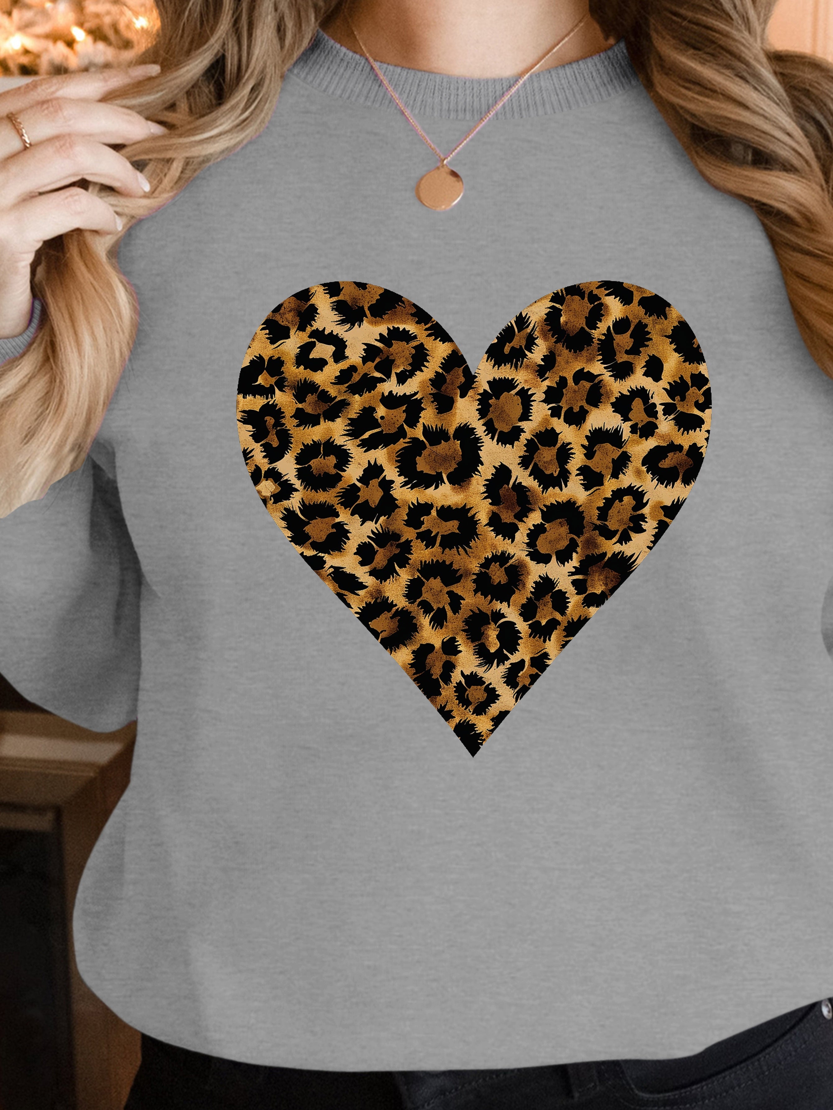 Leopard Print Heart Design women's sweatshirts