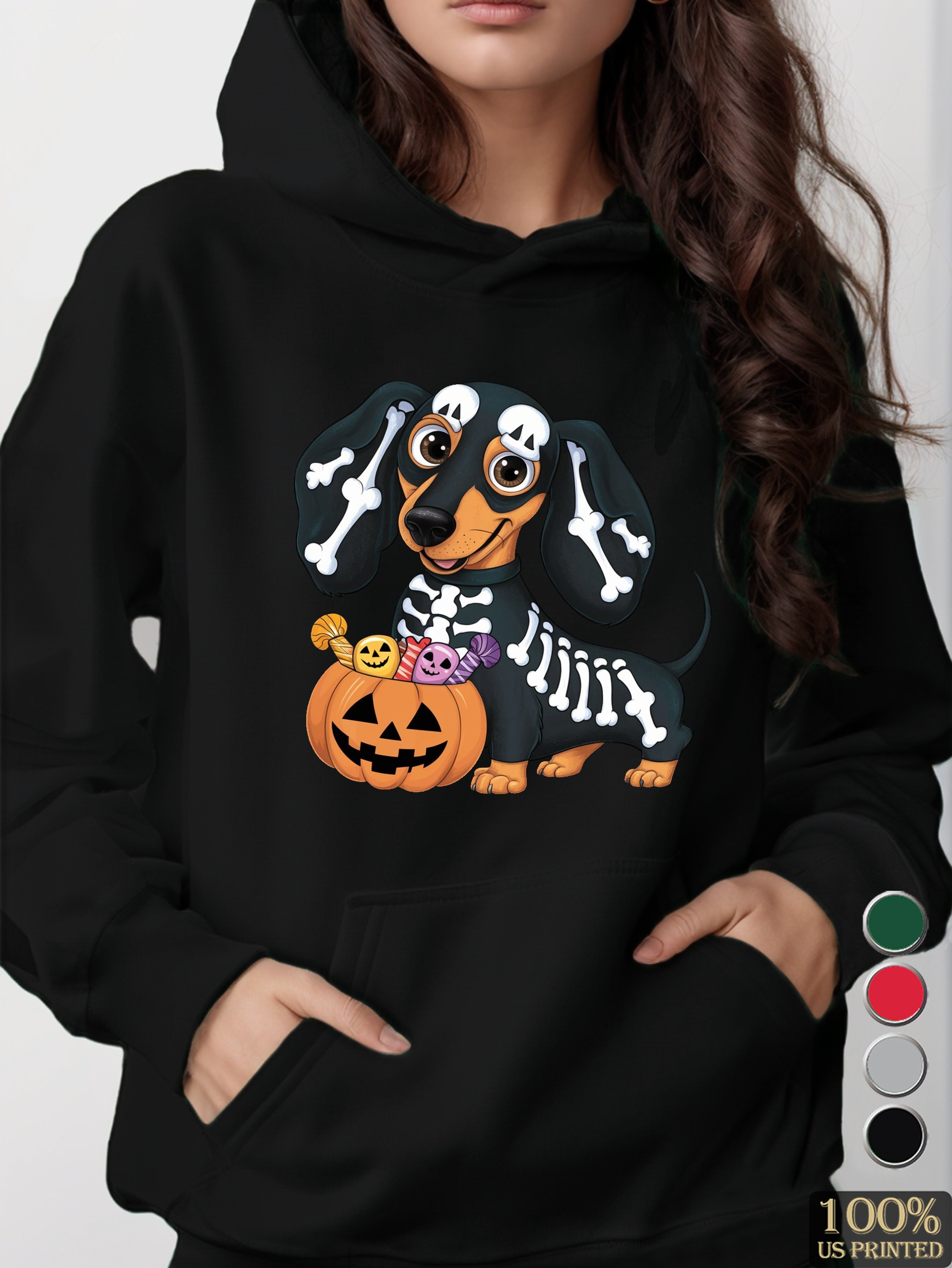 Halloween dachshund women's hooded sweatshirt