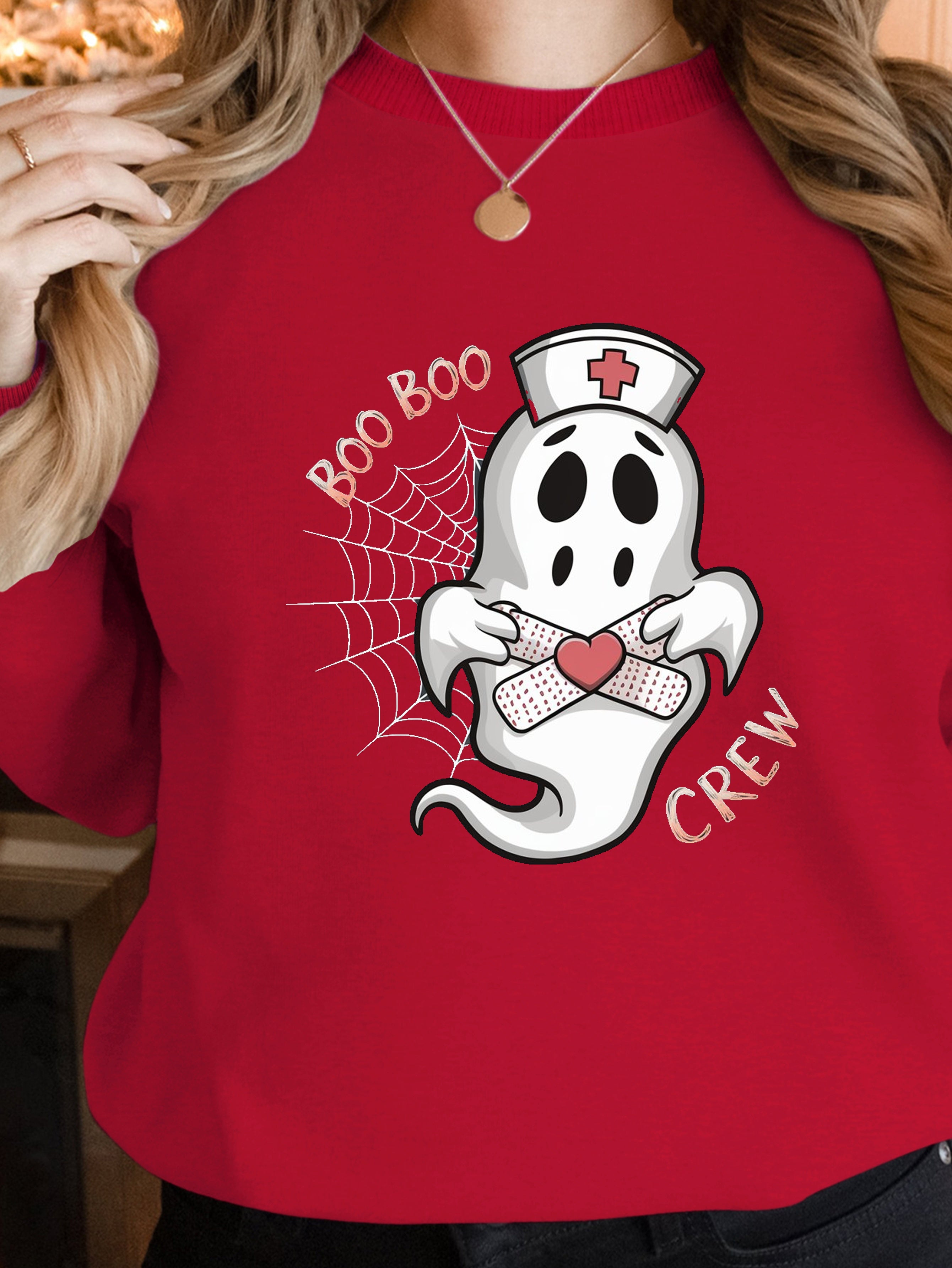 cartoon ghost nurse women's sweatshirts