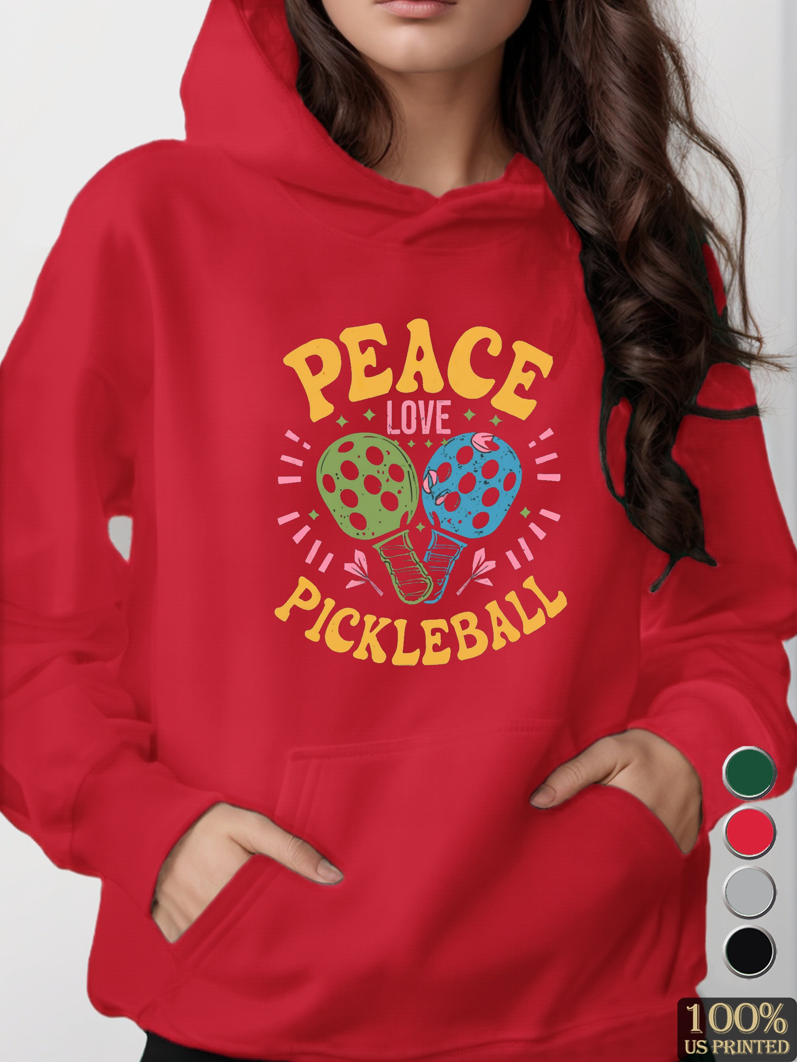 Peace Love Pickleball women's hooded sweatshirt