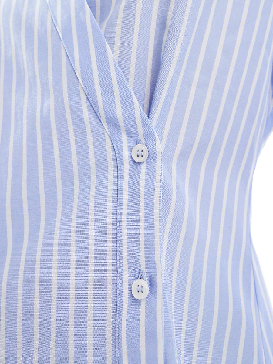 Wrap Shirt With Cocoon Sleeve In Stripe