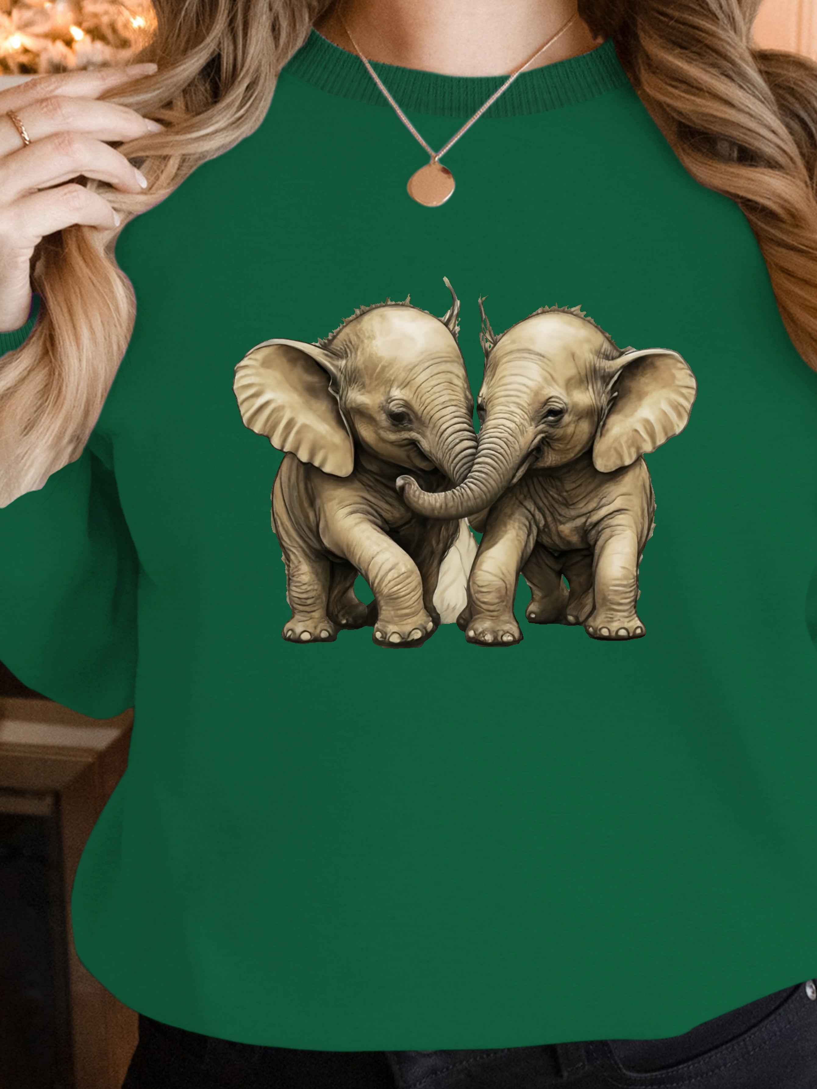 Two baby elephants playing women's sweatshirts