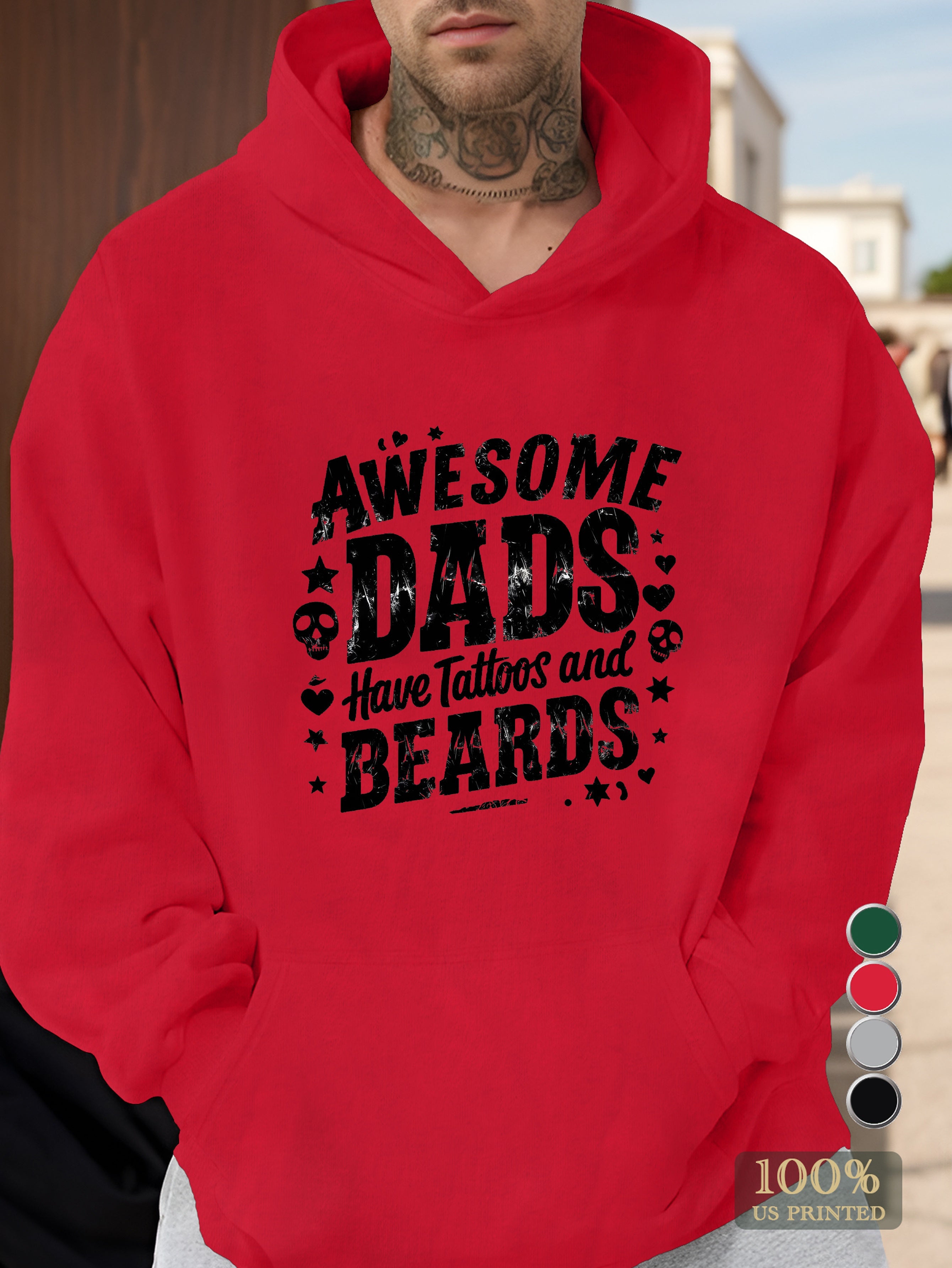 Awesome Dads with Tattoos and Beards Men's hooded sweatshirt