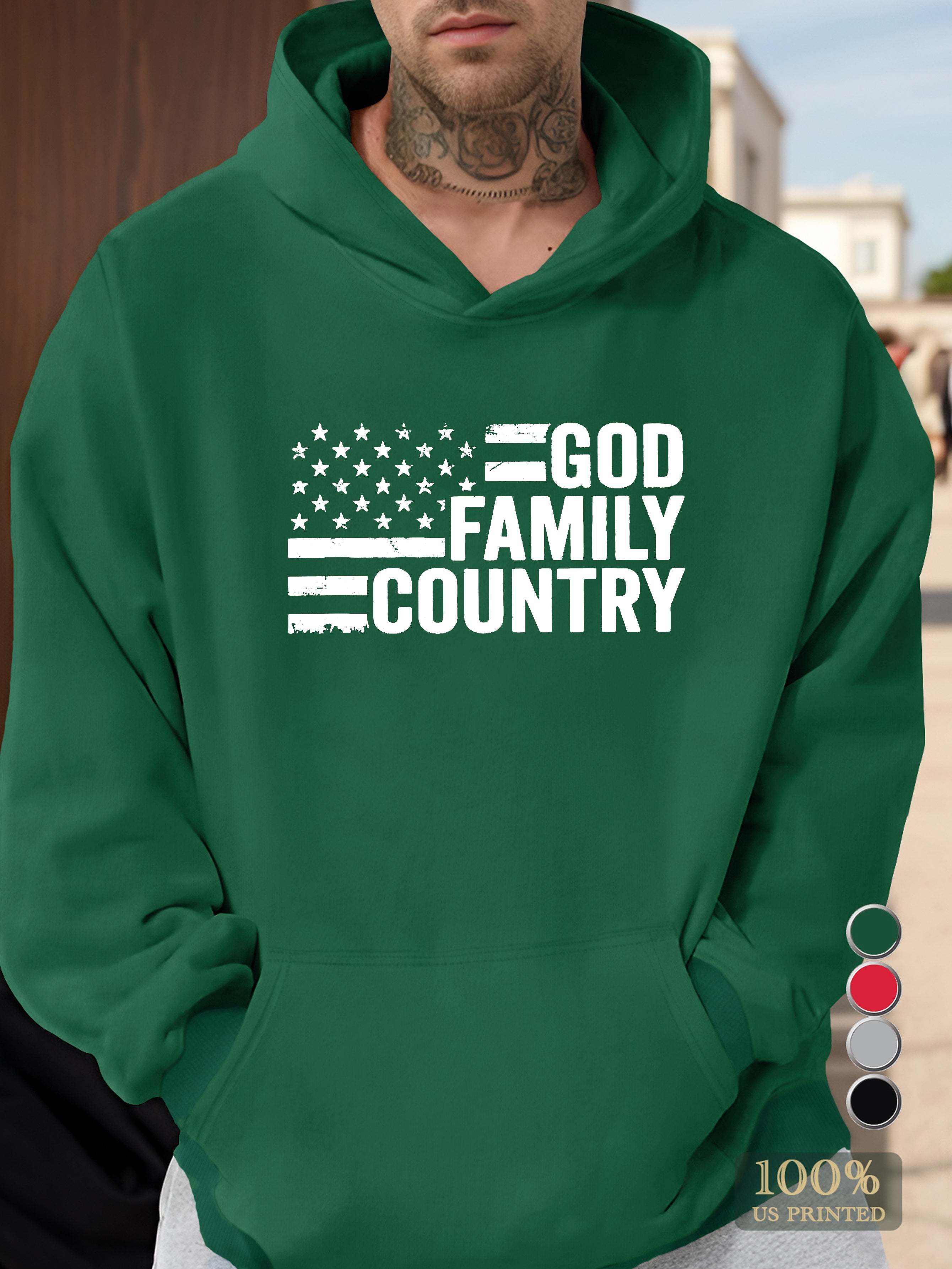 GOD FAMILY COUNTRY Men's hooded sweatshirt