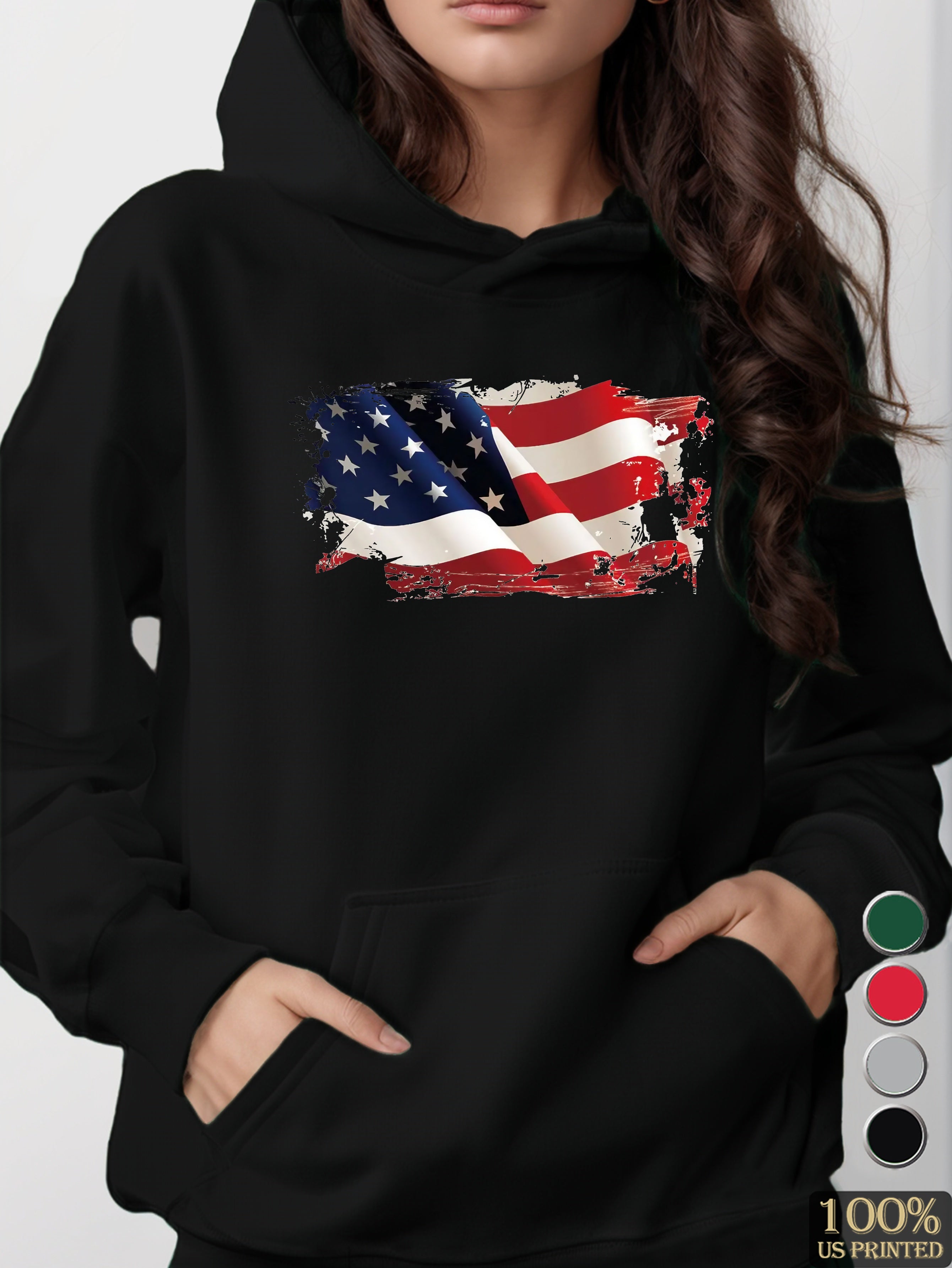 American Flag women's hooded sweatshirt