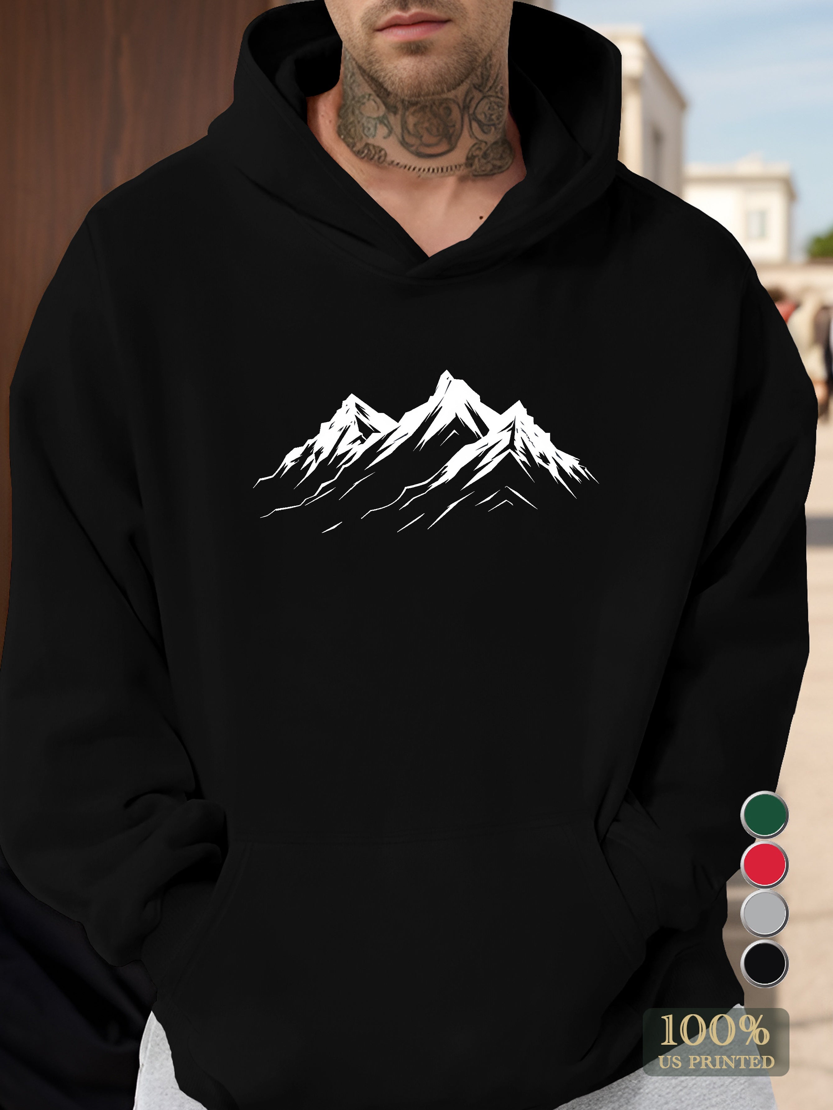 Stylized mountain contrast in minimalism Men's hooded sweatshirt