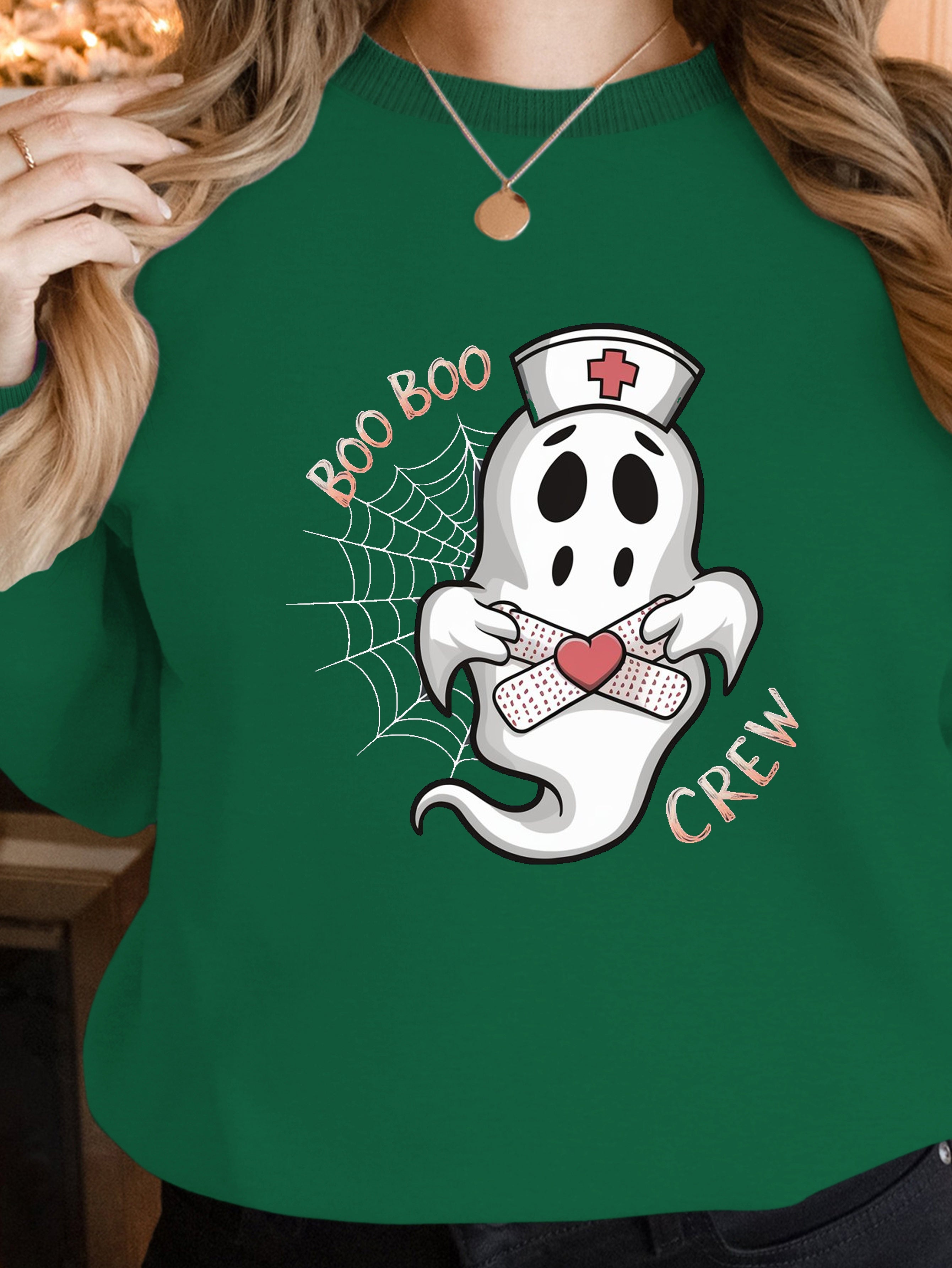 cartoon ghost nurse women's sweatshirts