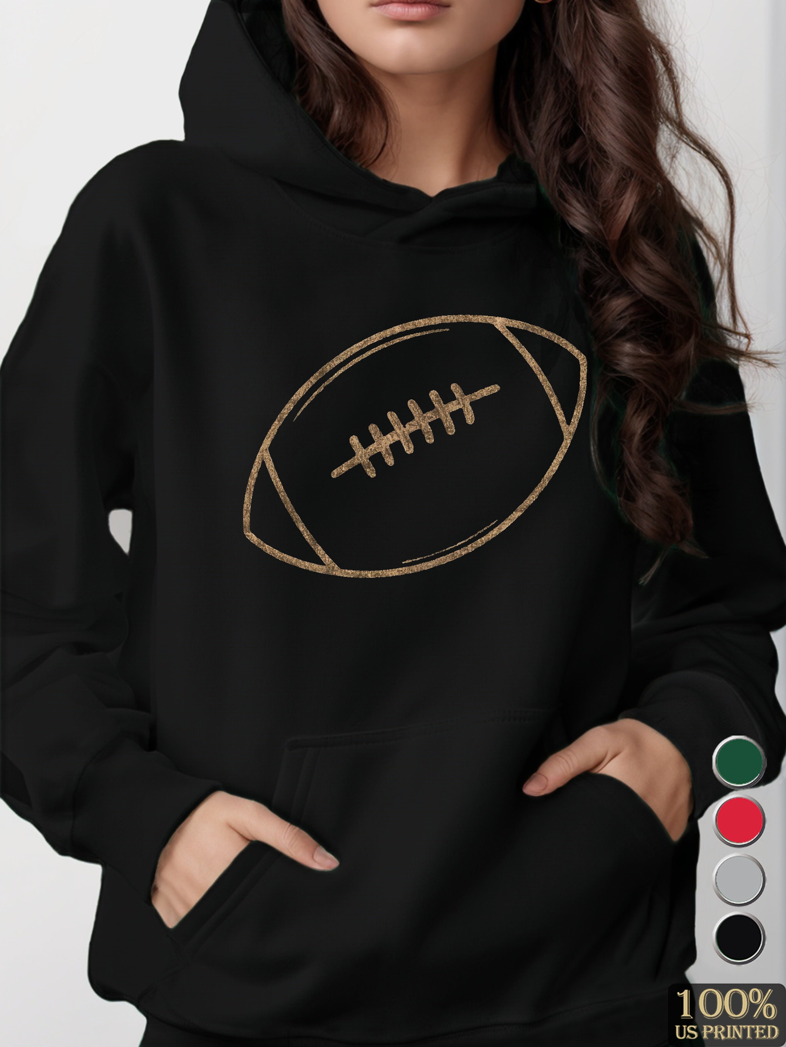 Vintage American football icon women's hooded sweatshirt