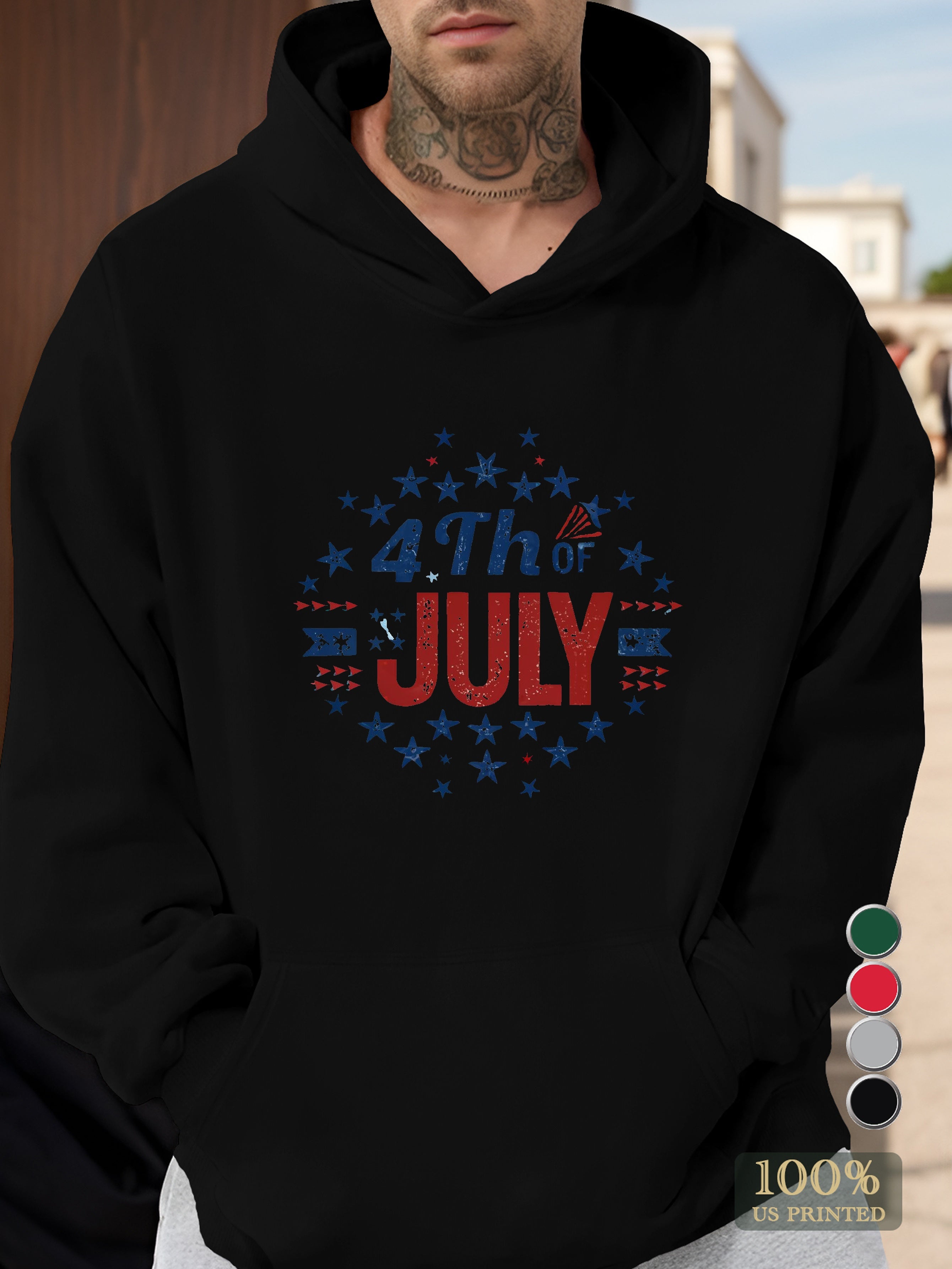 USA independence day T shirt design Men's hooded sweatshirt