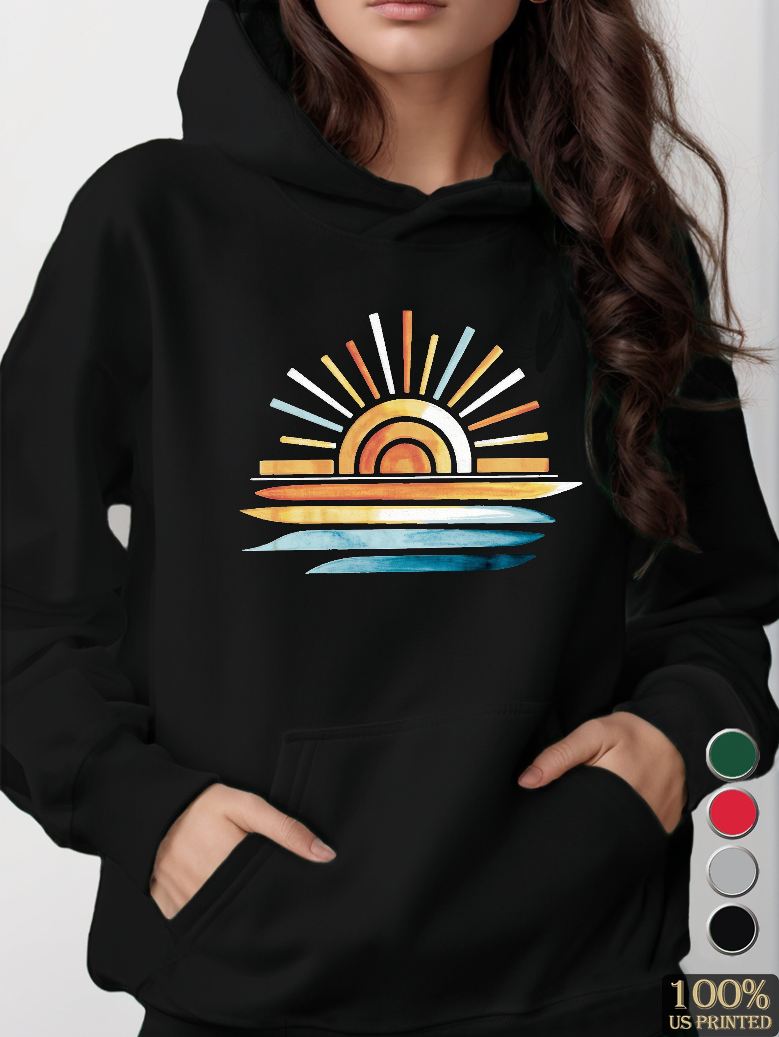 sunset on water women's hooded sweatshirt