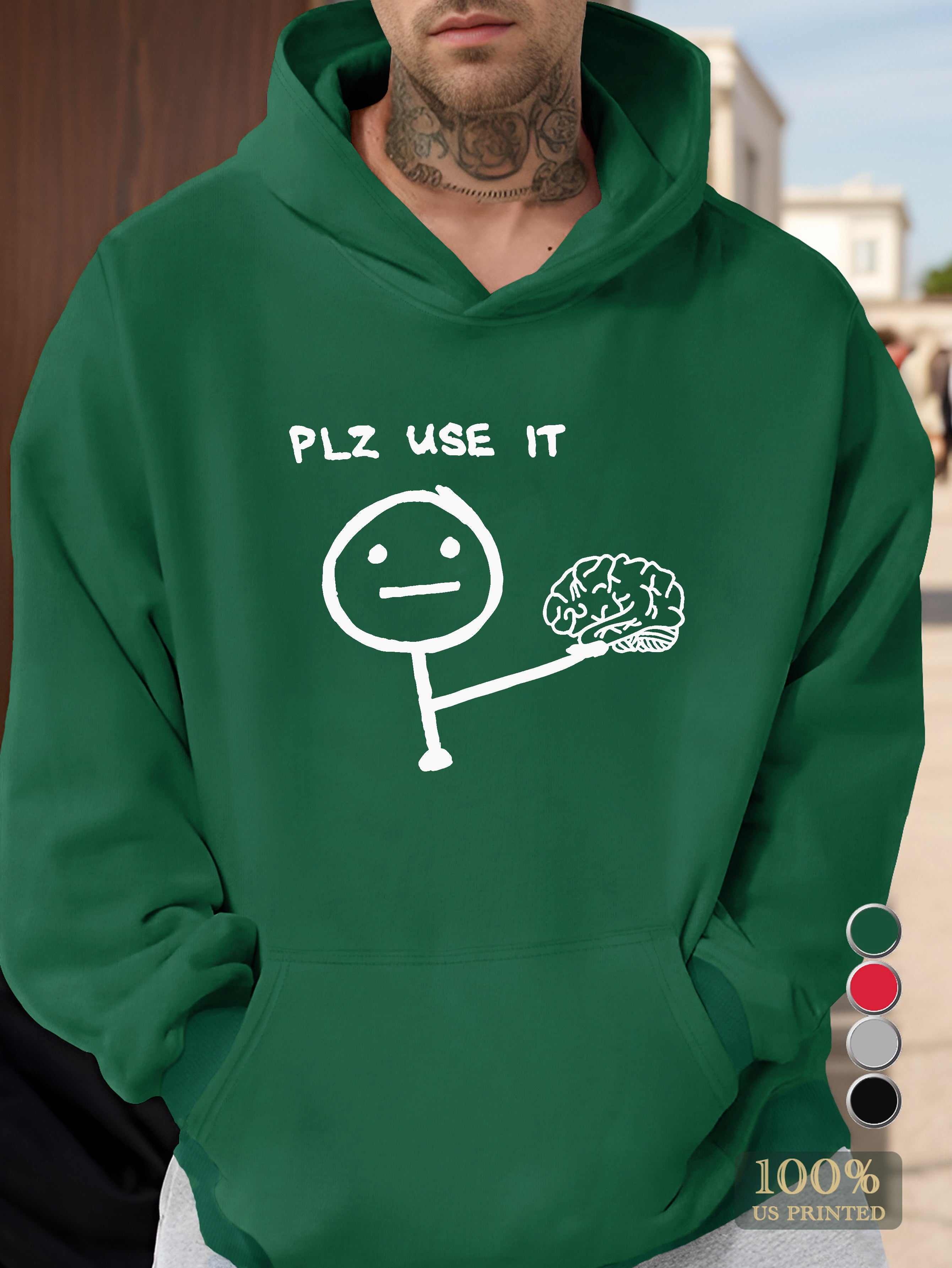 PLZ USE IT Men's hooded sweatshirt