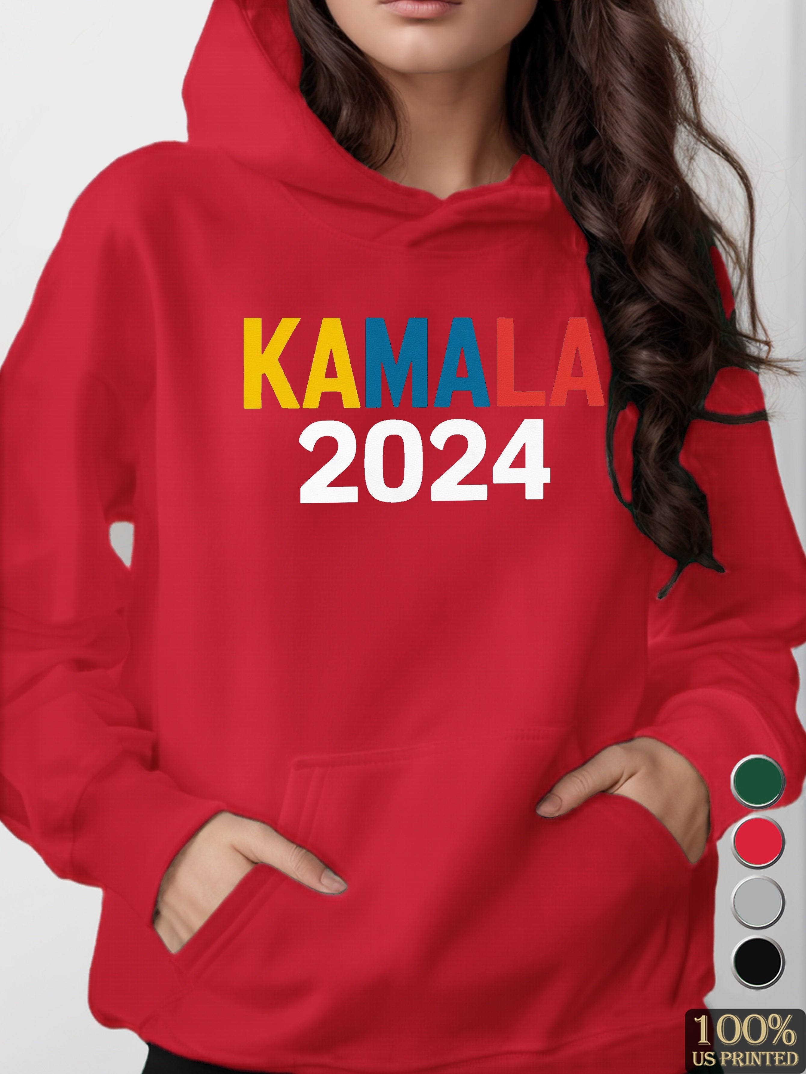 KAMALA 2024 illustration women's hooded sweatshirt